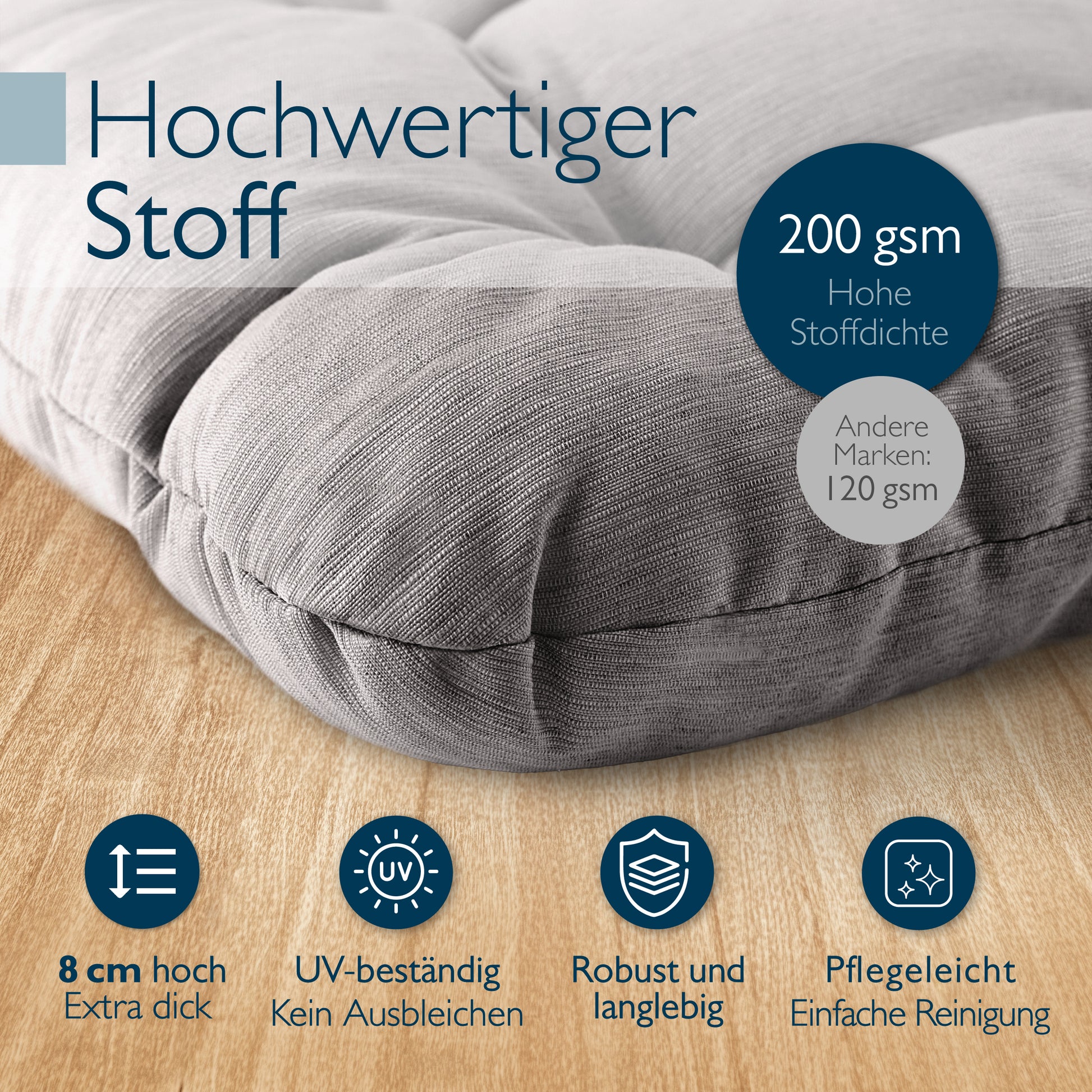 Beautissu Premium Indoor & Outdoor Sitzkissen 40×40x8 cm – Stuhlkissen