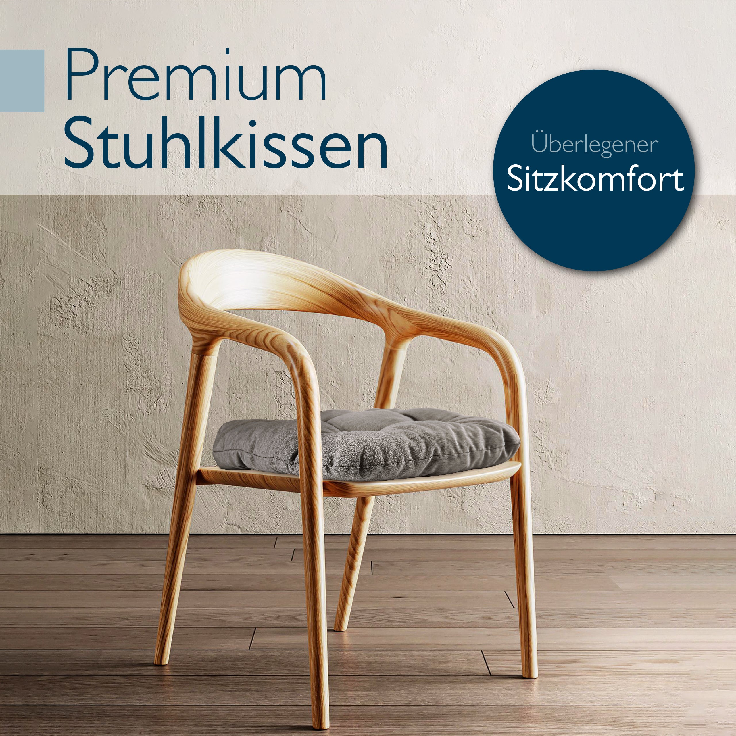 Beautissu Premium Indoor & Outdoor Sitzkissen 40×40x8 cm – Stuhlkissen