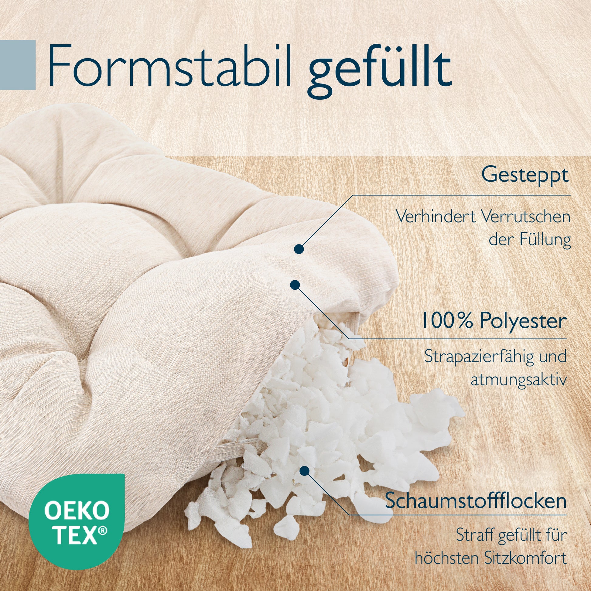 Beautissu Premium Indoor & Outdoor Sitzkissen 40×40x8 cm – Stuhlkissen