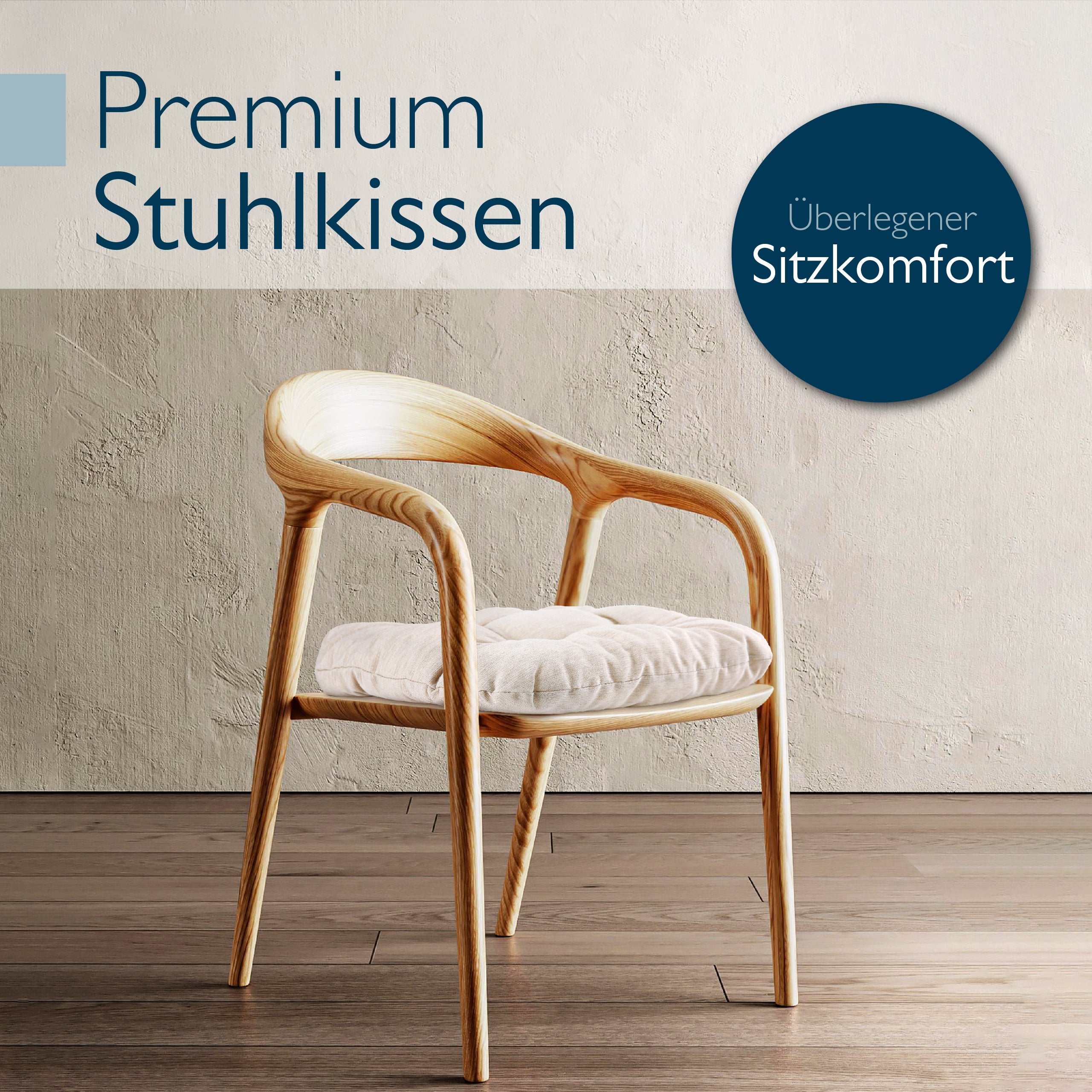 Beautissu Premium Indoor & Outdoor Sitzkissen 40×40x8 cm – Stuhlkissen