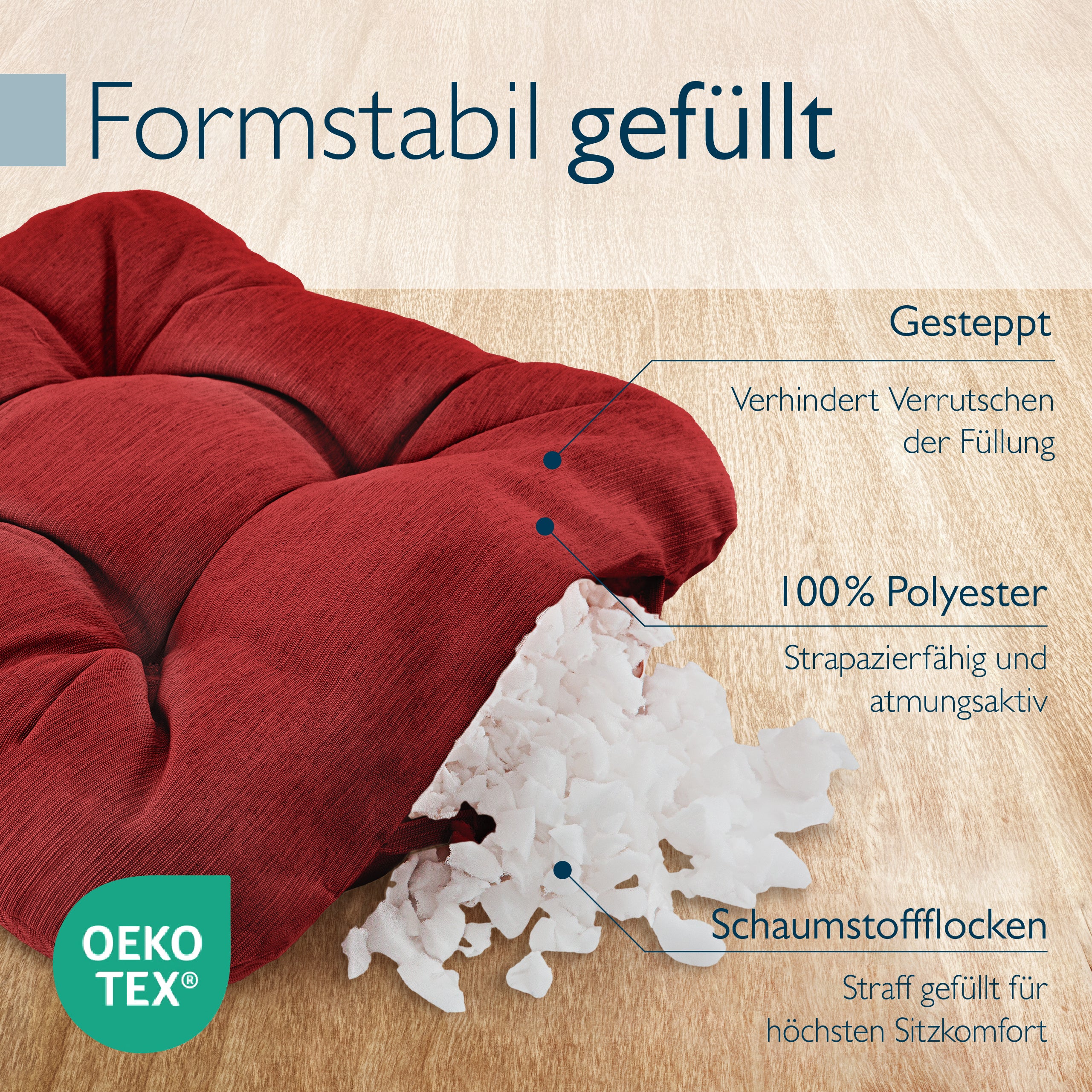 Beautissu Premium Indoor & Outdoor Sitzkissen 40×40x8 cm – Stuhlkissen