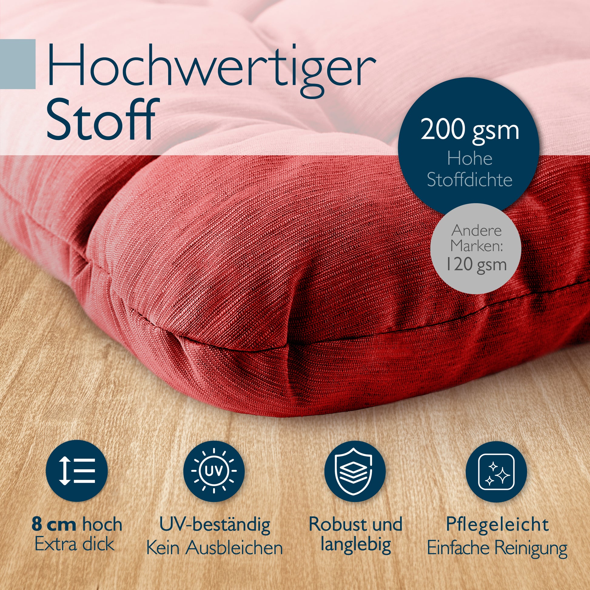 Beautissu Premium Indoor & Outdoor Sitzkissen 40×40x8 cm – Stuhlkissen