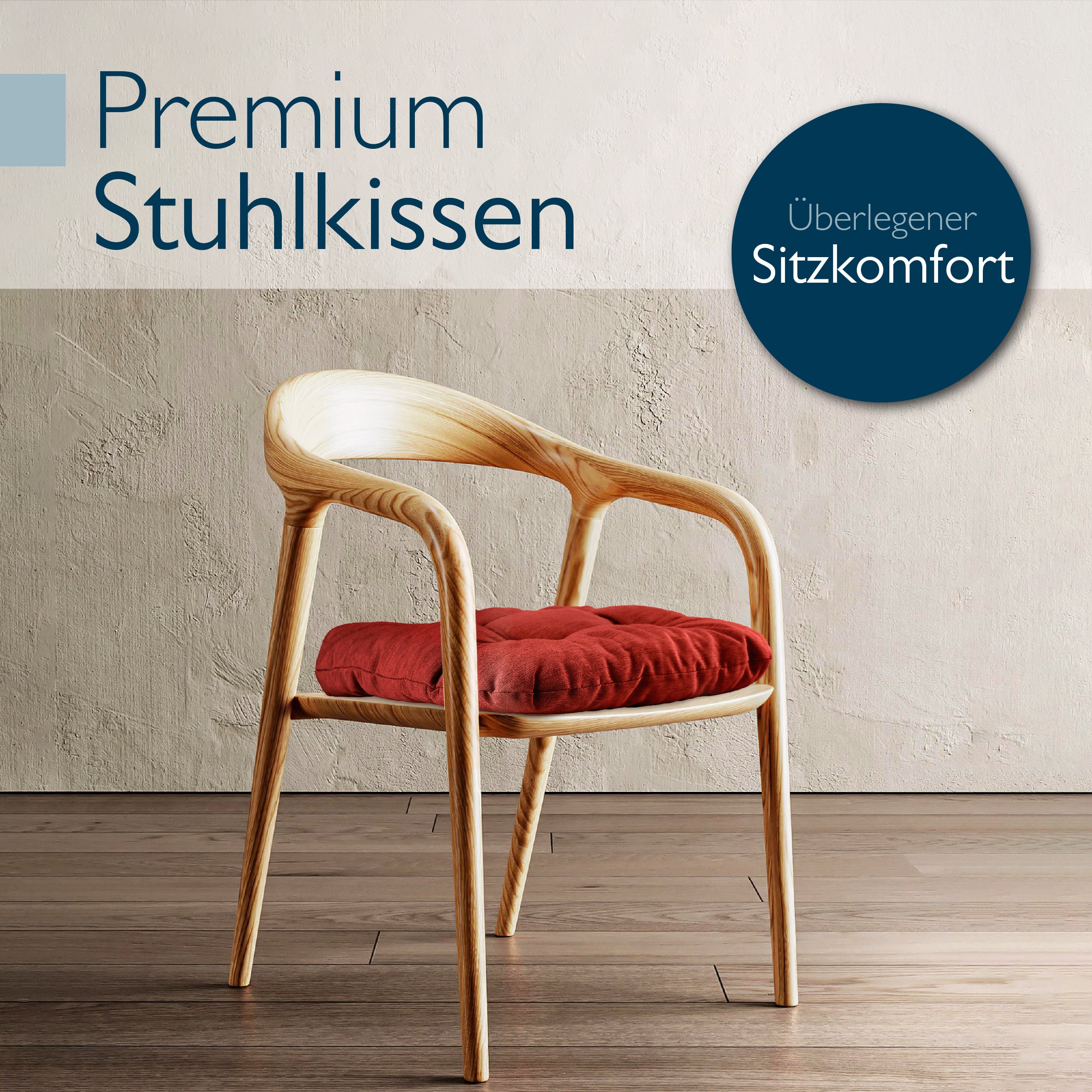 Beautissu Premium Indoor & Outdoor Sitzkissen 40×40x8 cm – Stuhlkissen