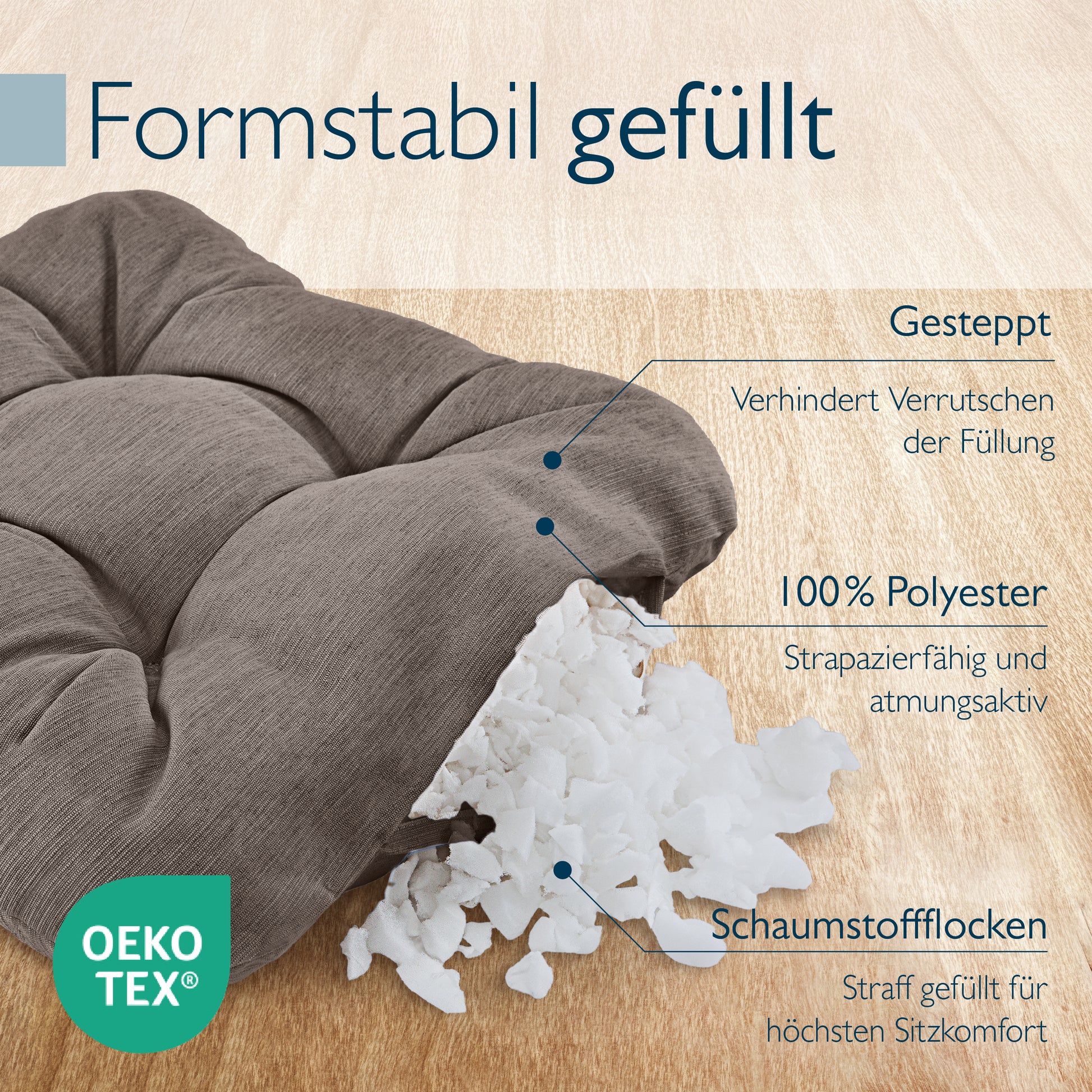 Beautissu Premium Indoor & Outdoor Sitzkissen 40×40x8 cm – Stuhlkissen