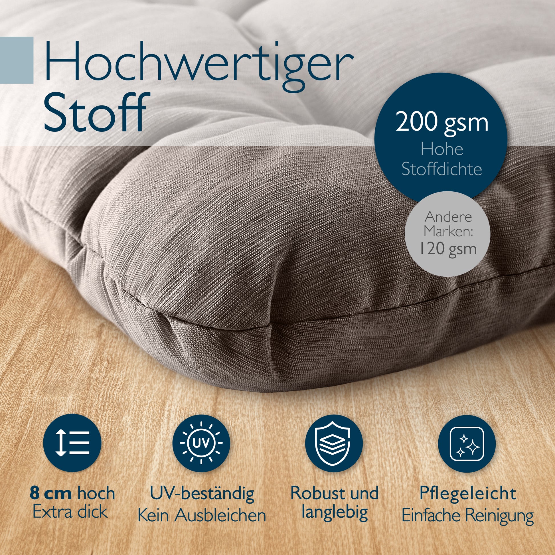 Beautissu Premium Indoor & Outdoor Sitzkissen 40×40x8 cm – Stuhlkissen