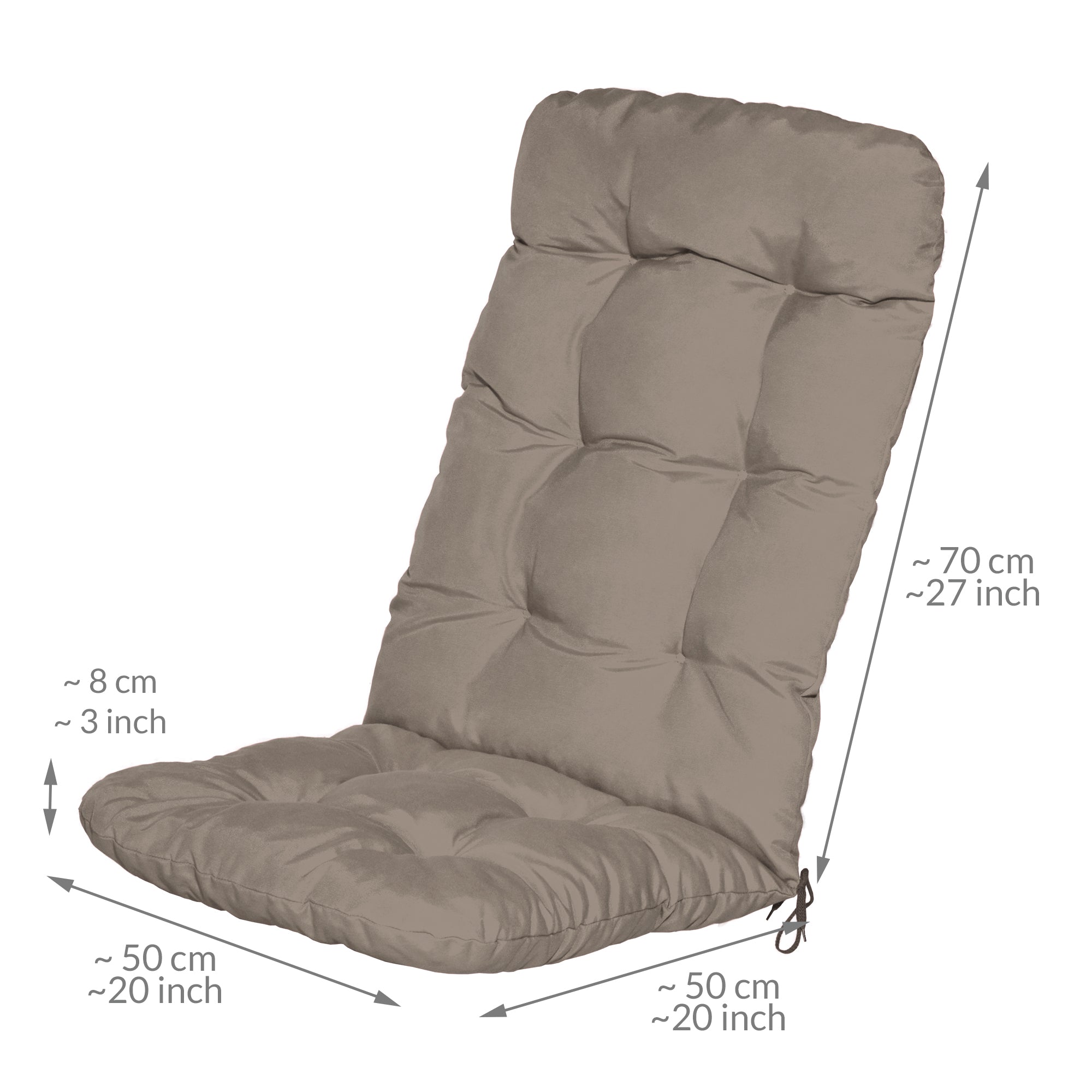 Beautissu Hochlehner Auflage 120x50x8 cm für Gartenstuhl mit dicker Polsterung und UV-beständigem Polyesterbezug