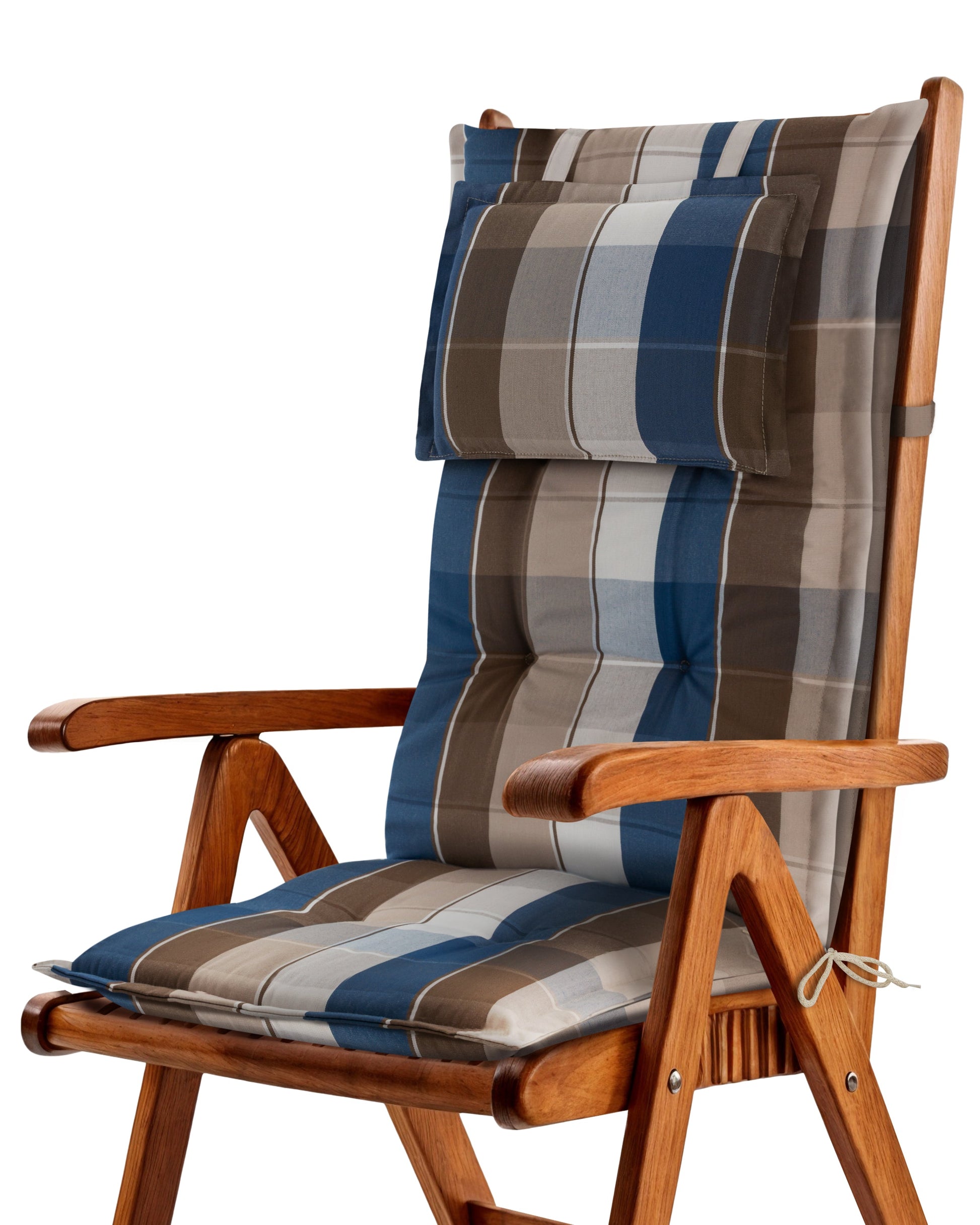 Beautissu Hochlehner Auflage mit 7 cm Polster, Kopfkissen und rutschfestem Band