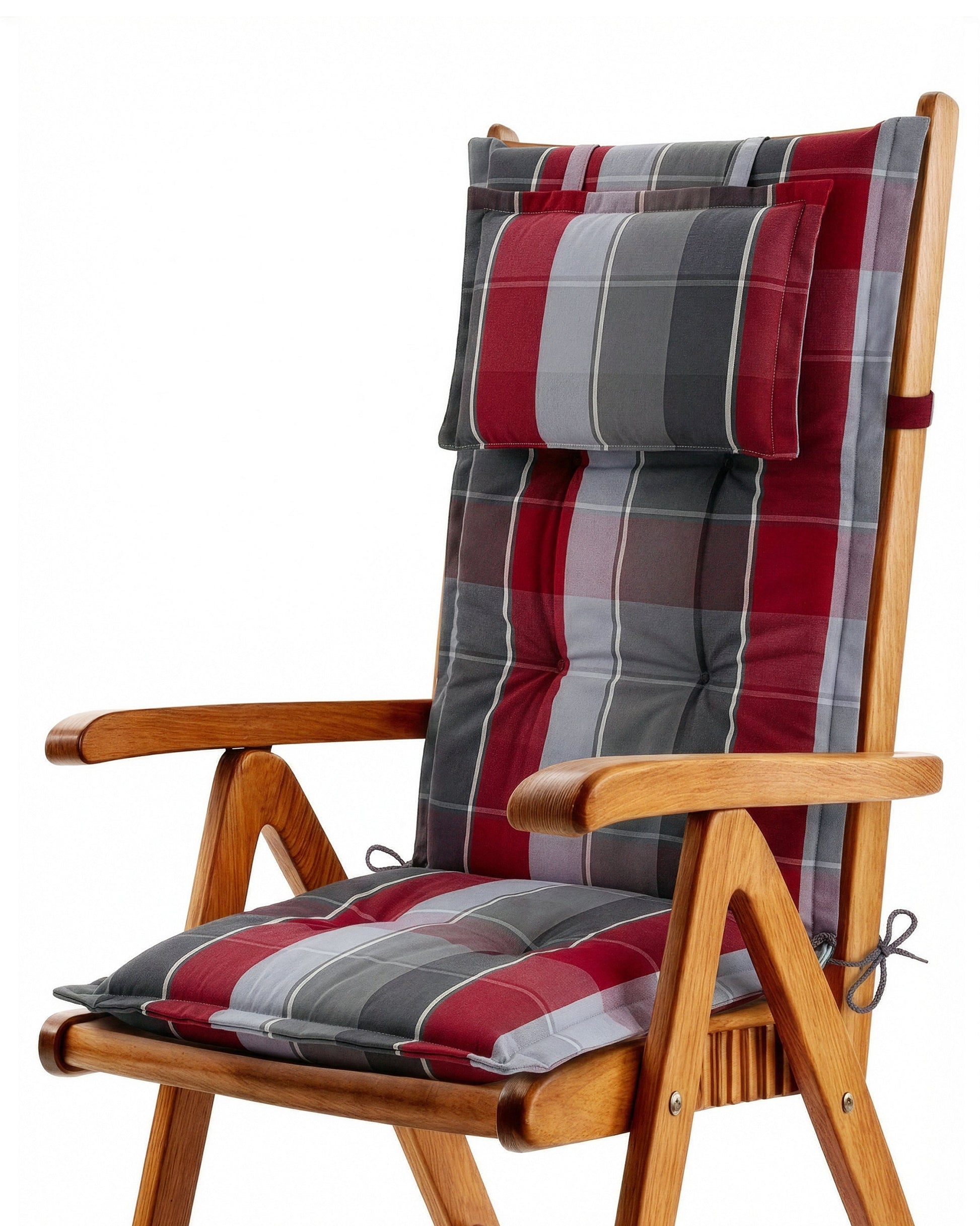 Beautissu Hochlehner Auflage mit 7 cm Polsterung und integriertem Kopfkissen in Beige