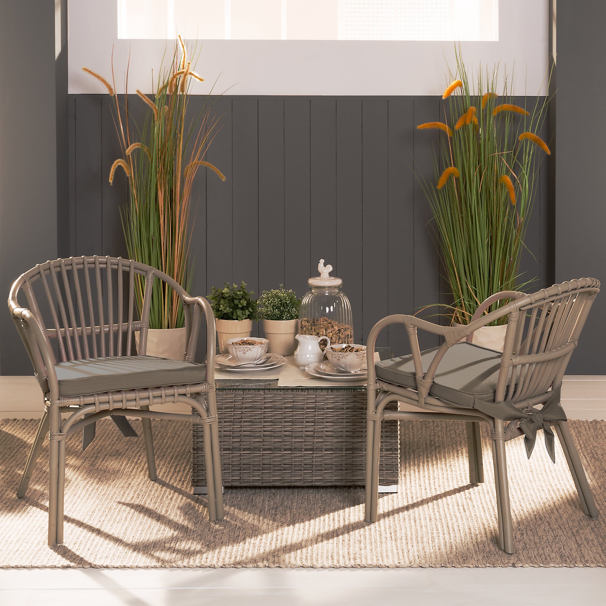 Beautissu Sitzkissen mit Bändern & Reißverschluss 45×40 cm – Stuhlkiss