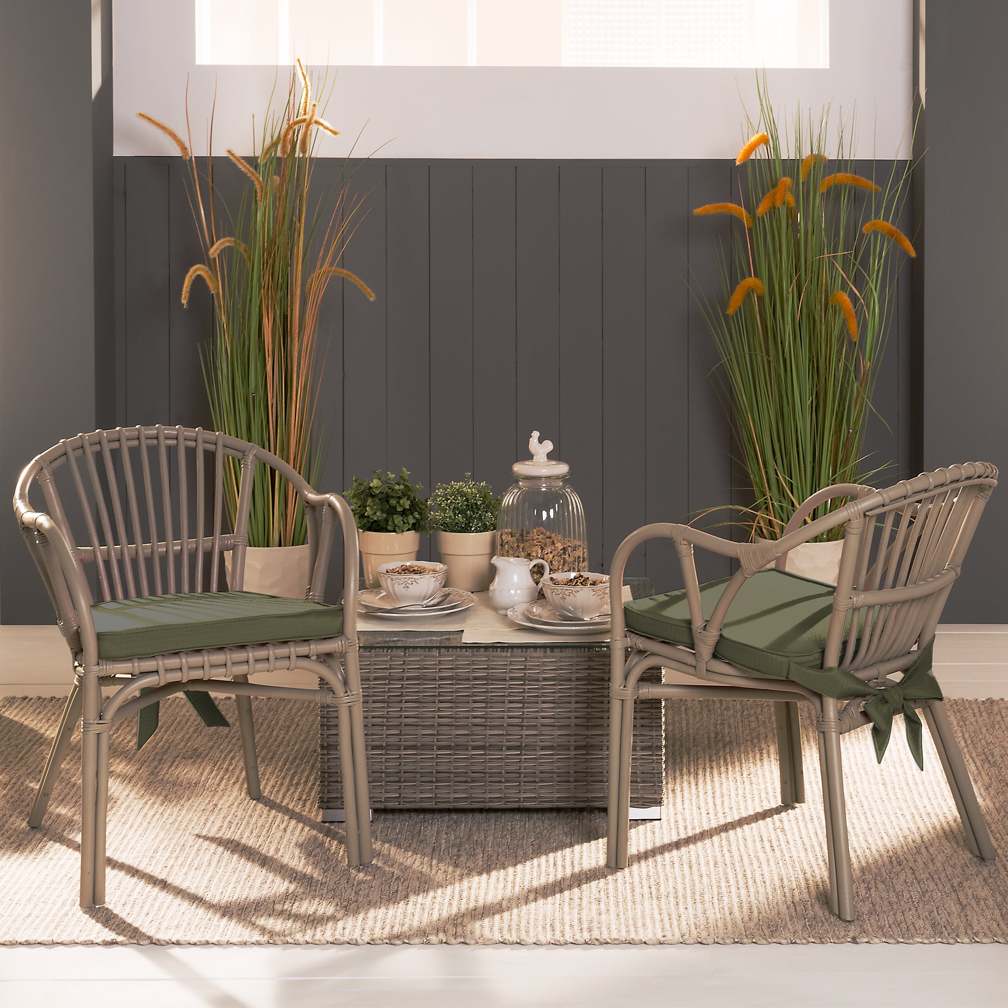 Beautissu Sitzkissen mit Bändern & Reißverschluss 45×40 cm – Stuhlkiss