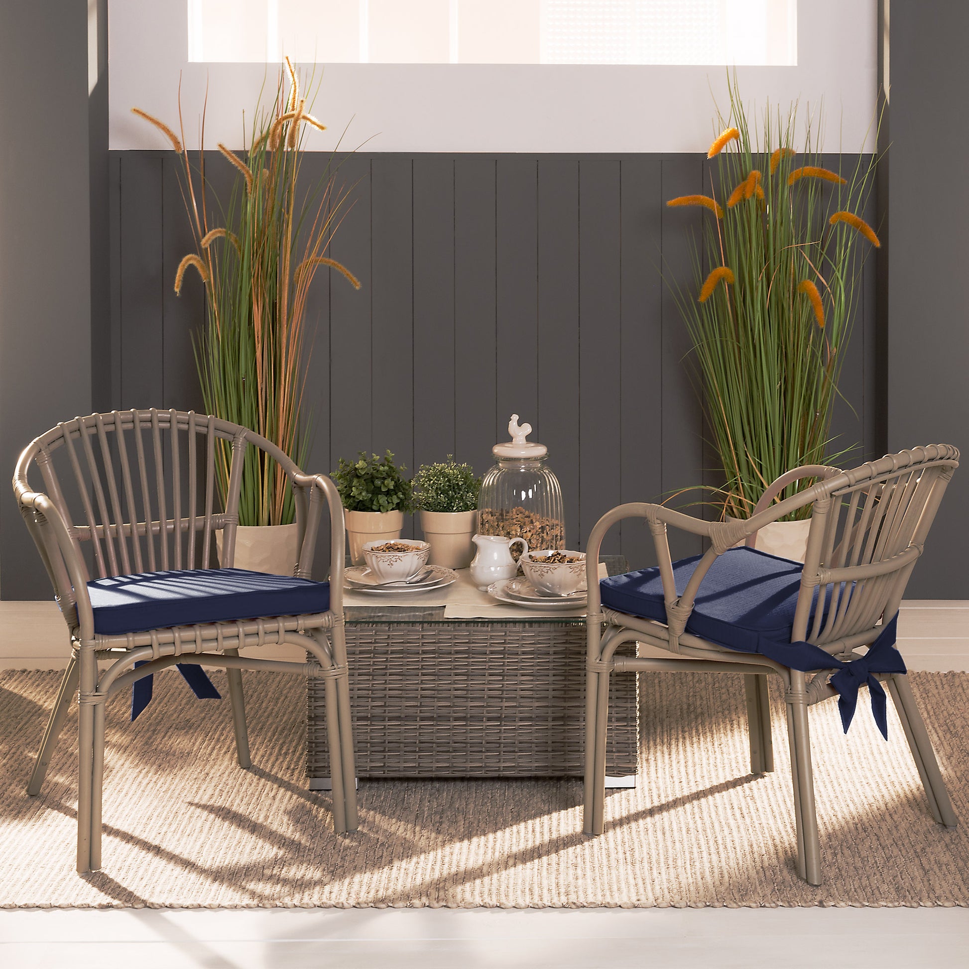 Beautissu Sitzkissen mit Bändern & Reißverschluss 45×40 cm – Stuhlkiss