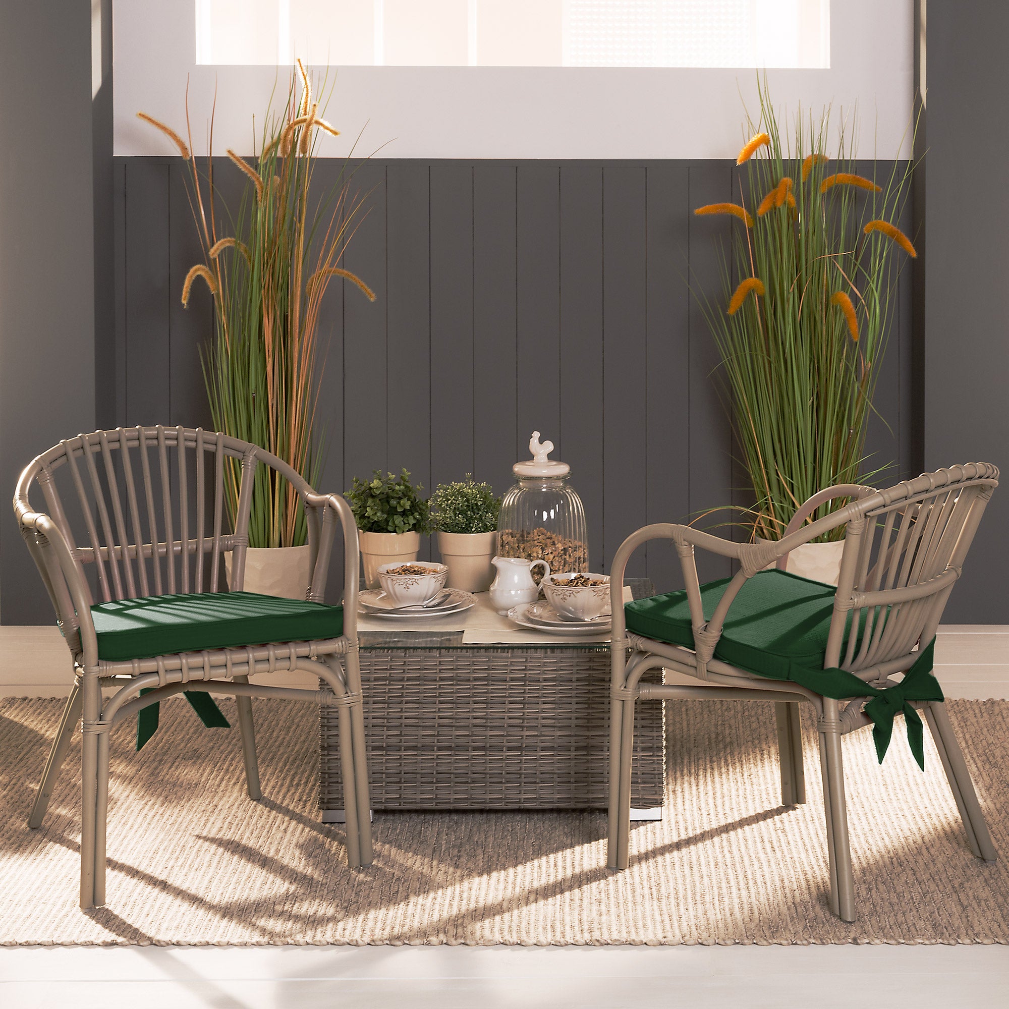 Beautissu Sitzkissen mit Bändern & Reißverschluss 45×40 cm – Stuhlkiss