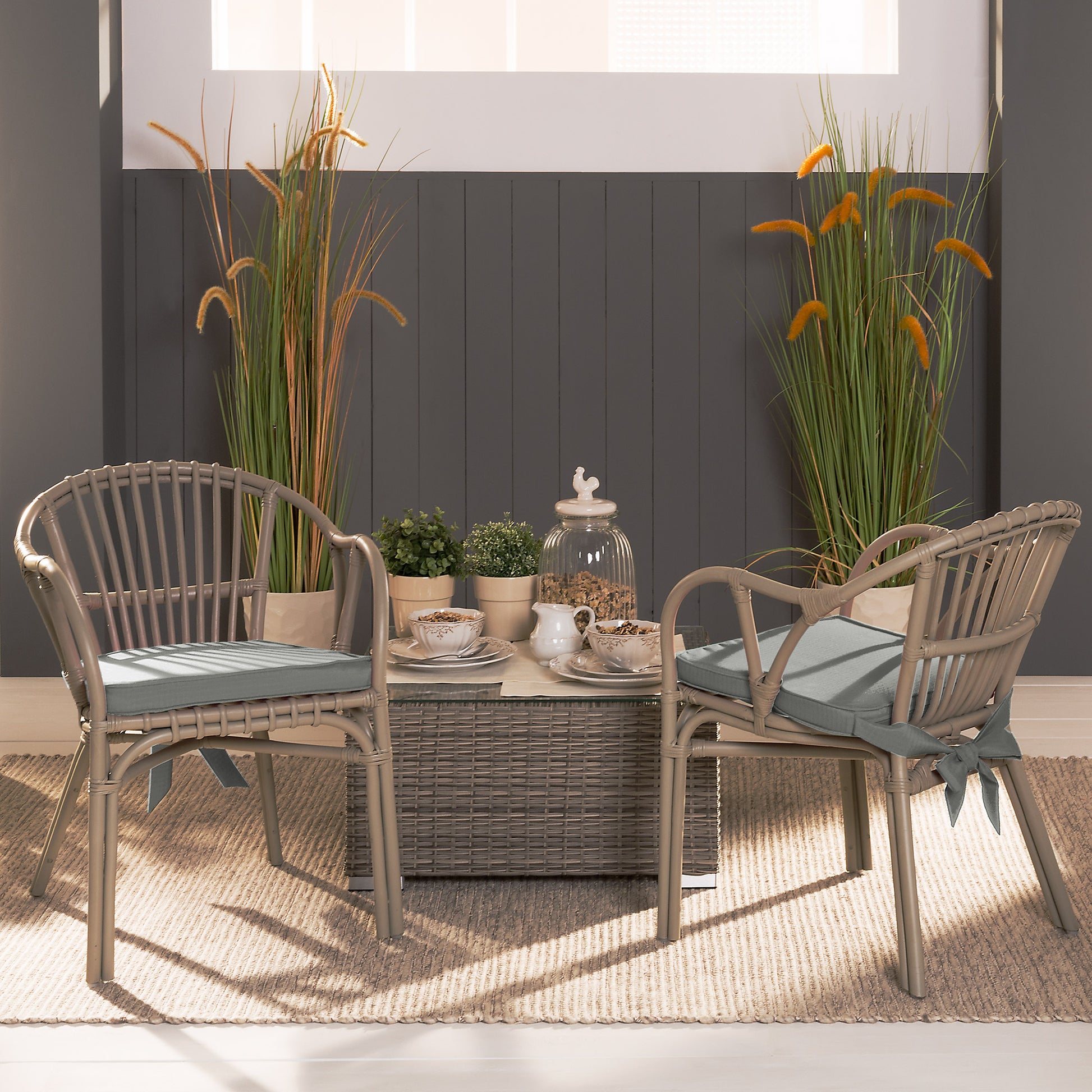 Beautissu Sitzkissen mit Bändern & Reißverschluss 45×40 cm – Stuhlkiss