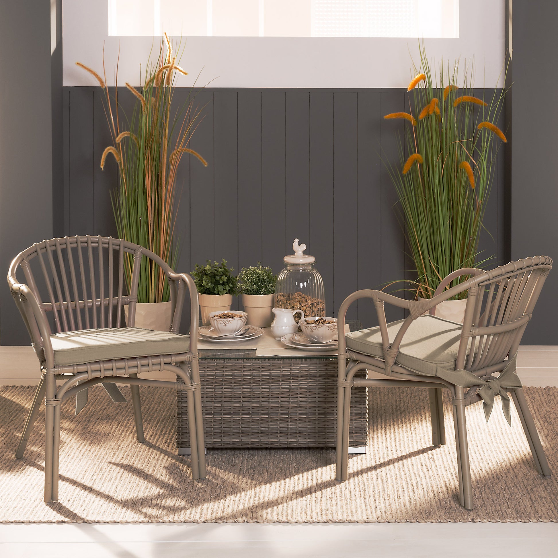 Beautissu Sitzkissen mit Bändern & Reißverschluss 45×40 cm – Stuhlkiss