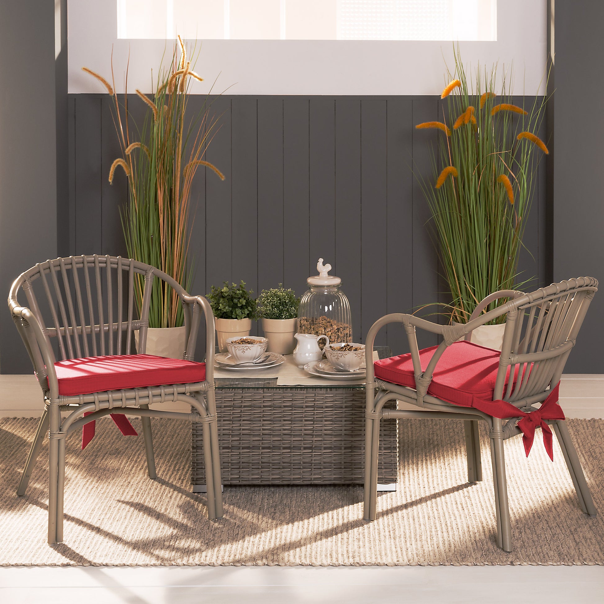 Beautissu Sitzkissen mit Bändern & Reißverschluss 45×40 cm – Stuhlkiss