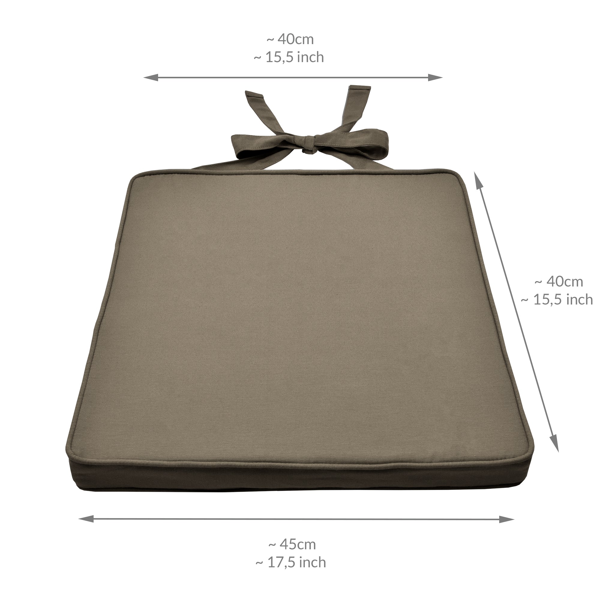 Beautissu Sitzkissen mit Bändern & Reißverschluss 45×40 cm – Stuhlkiss