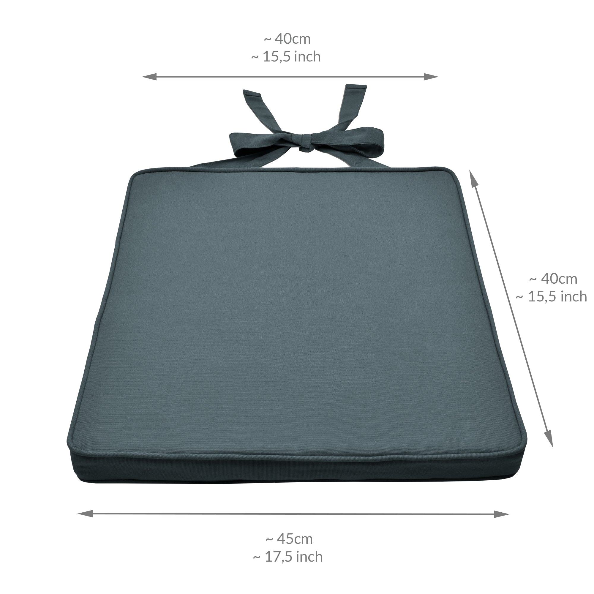 Beautissu Sitzkissen mit Bändern & Reißverschluss 45×40 cm – Stuhlkiss