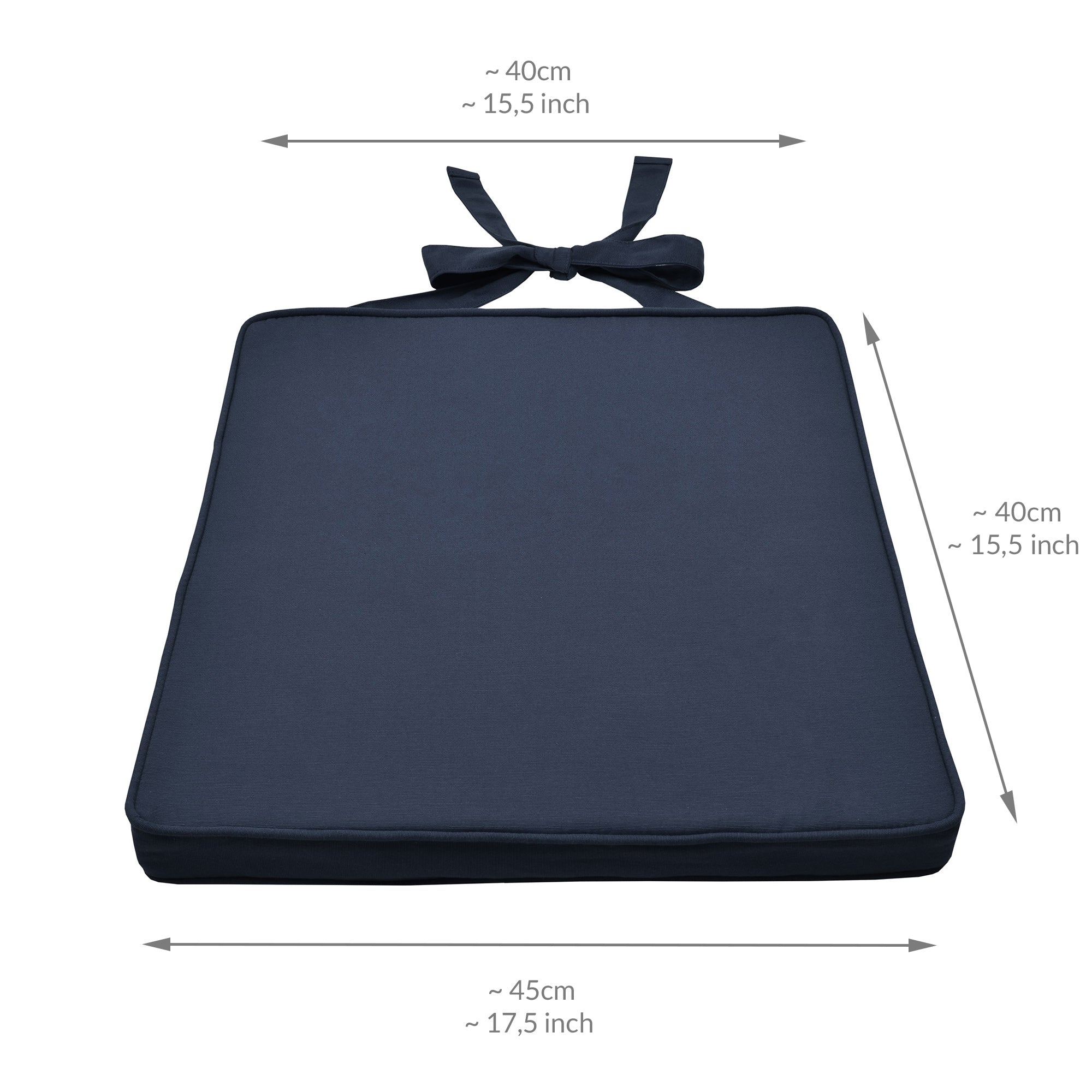 Beautissu Sitzkissen mit Bändern & Reißverschluss 45×40 cm – Stuhlkiss