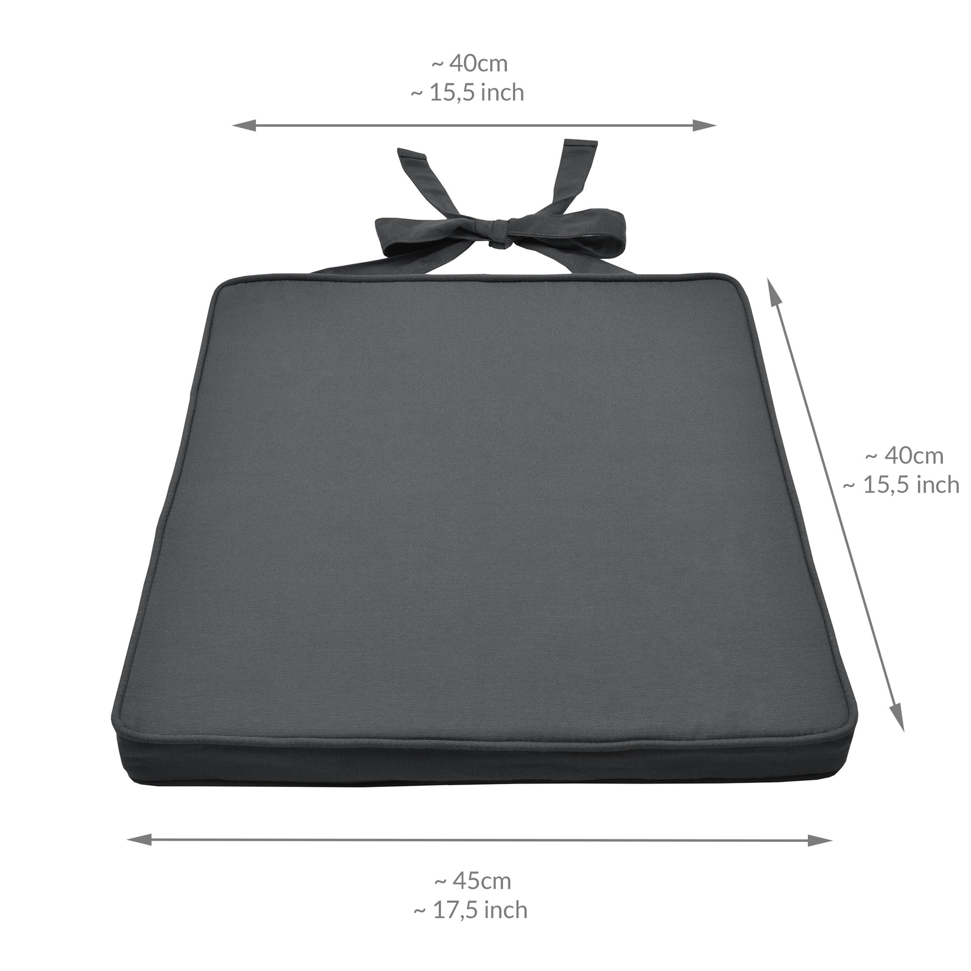 Beautissu Sitzkissen mit Bändern & Reißverschluss 45×40 cm – Stuhlkiss