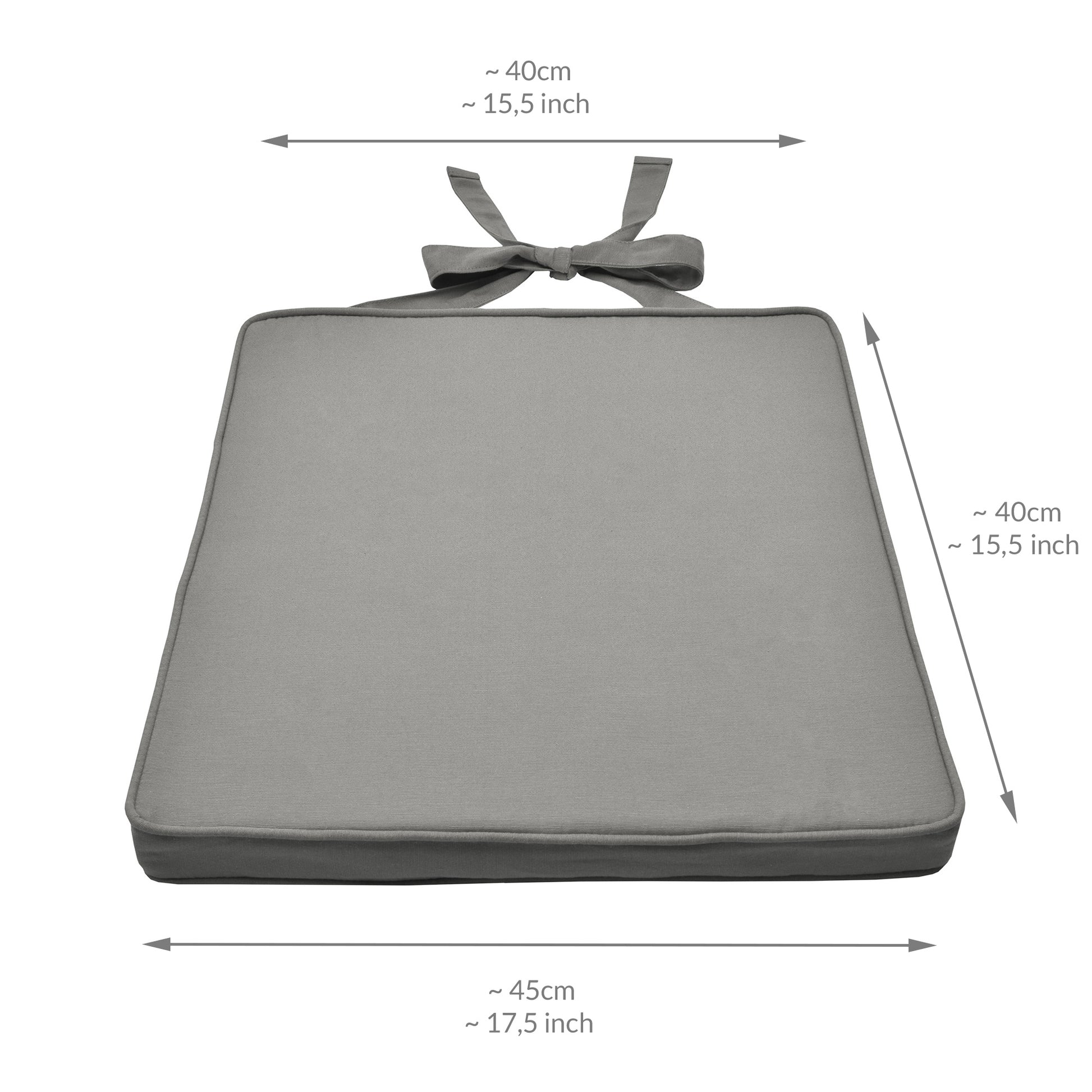 Beautissu Sitzkissen mit Bändern & Reißverschluss 45×40 cm – Stuhlkiss