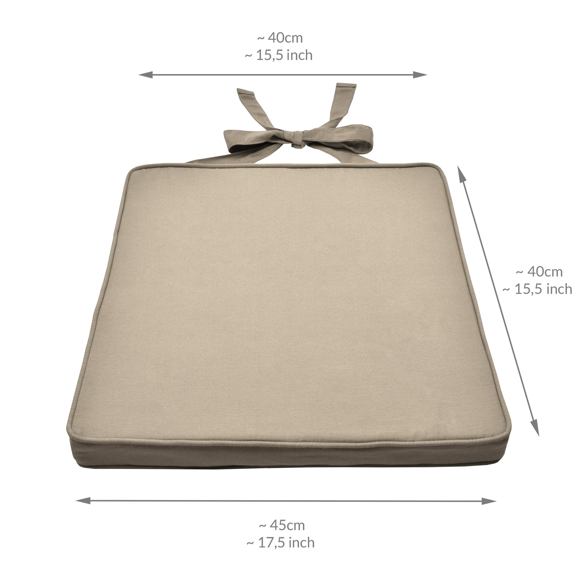 Beautissu Sitzkissen mit Bändern & Reißverschluss 45×40 cm – Stuhlkiss