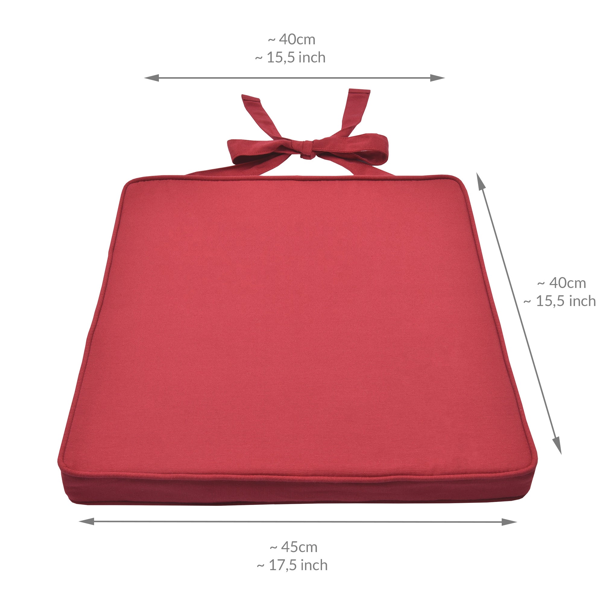 Beautissu Sitzkissen mit Bändern & Reißverschluss 45×40 cm – Stuhlkiss