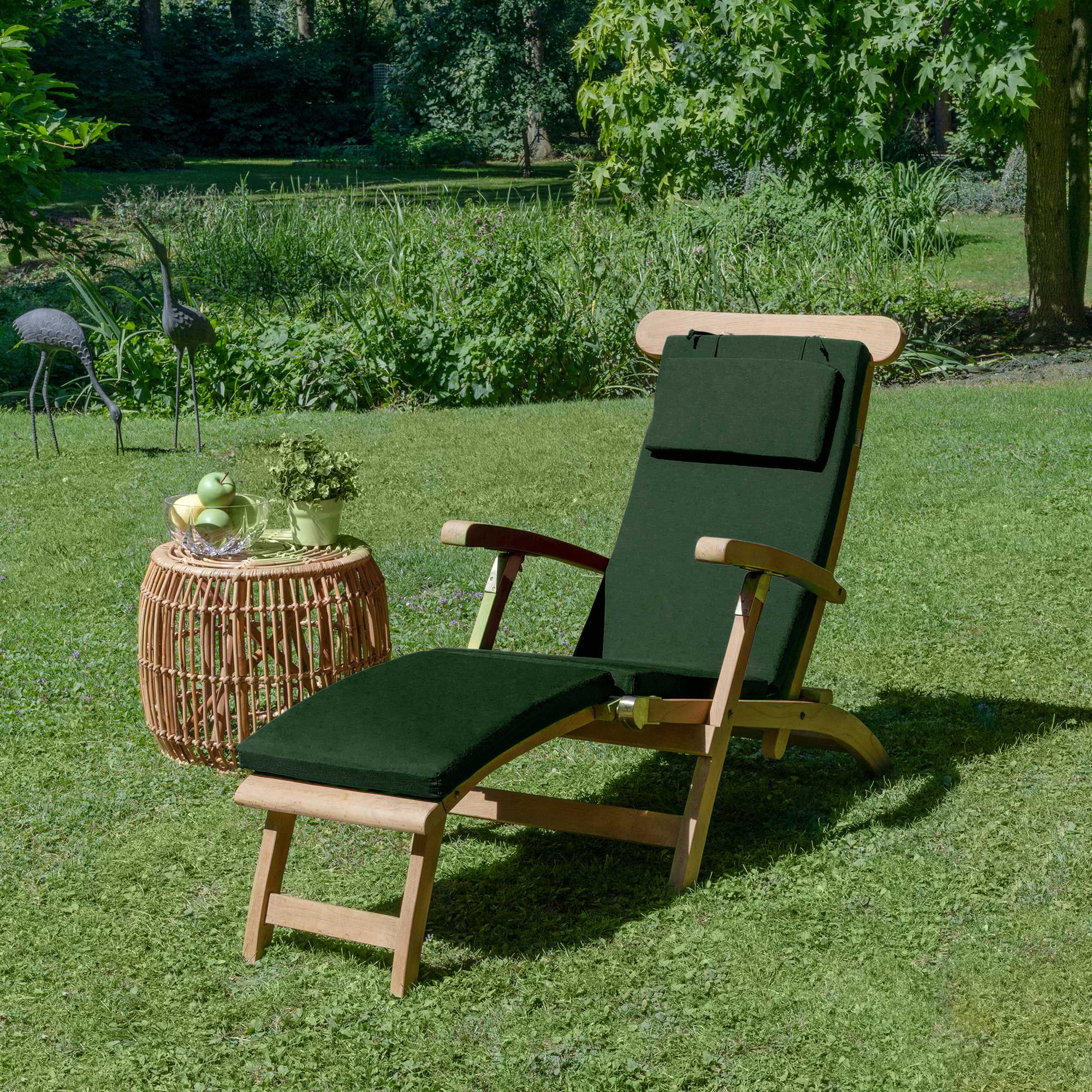 Beautissu Liegestuhl Polster Outdoor 175×45x5 cm – Deckchair Auflage L