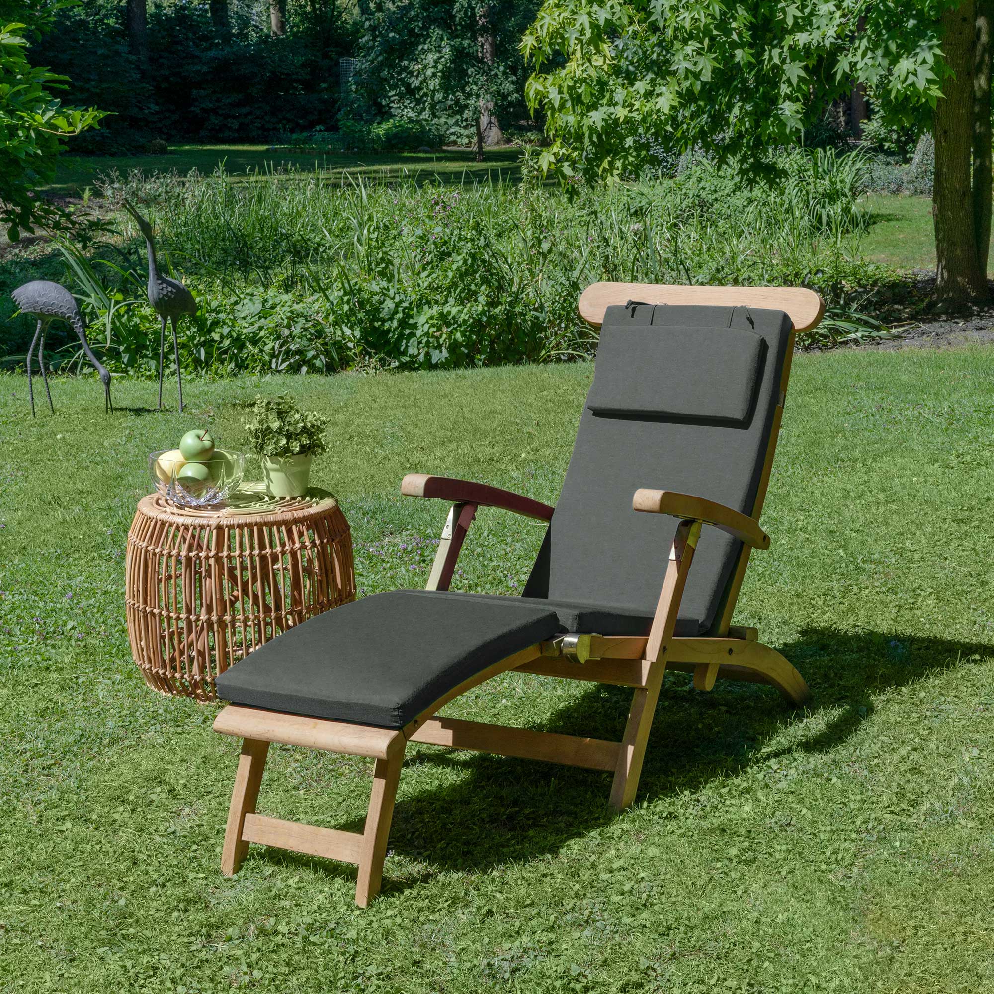 Beautissu Liegestuhl Polster Outdoor 175×45x5 cm – Deckchair Auflage L