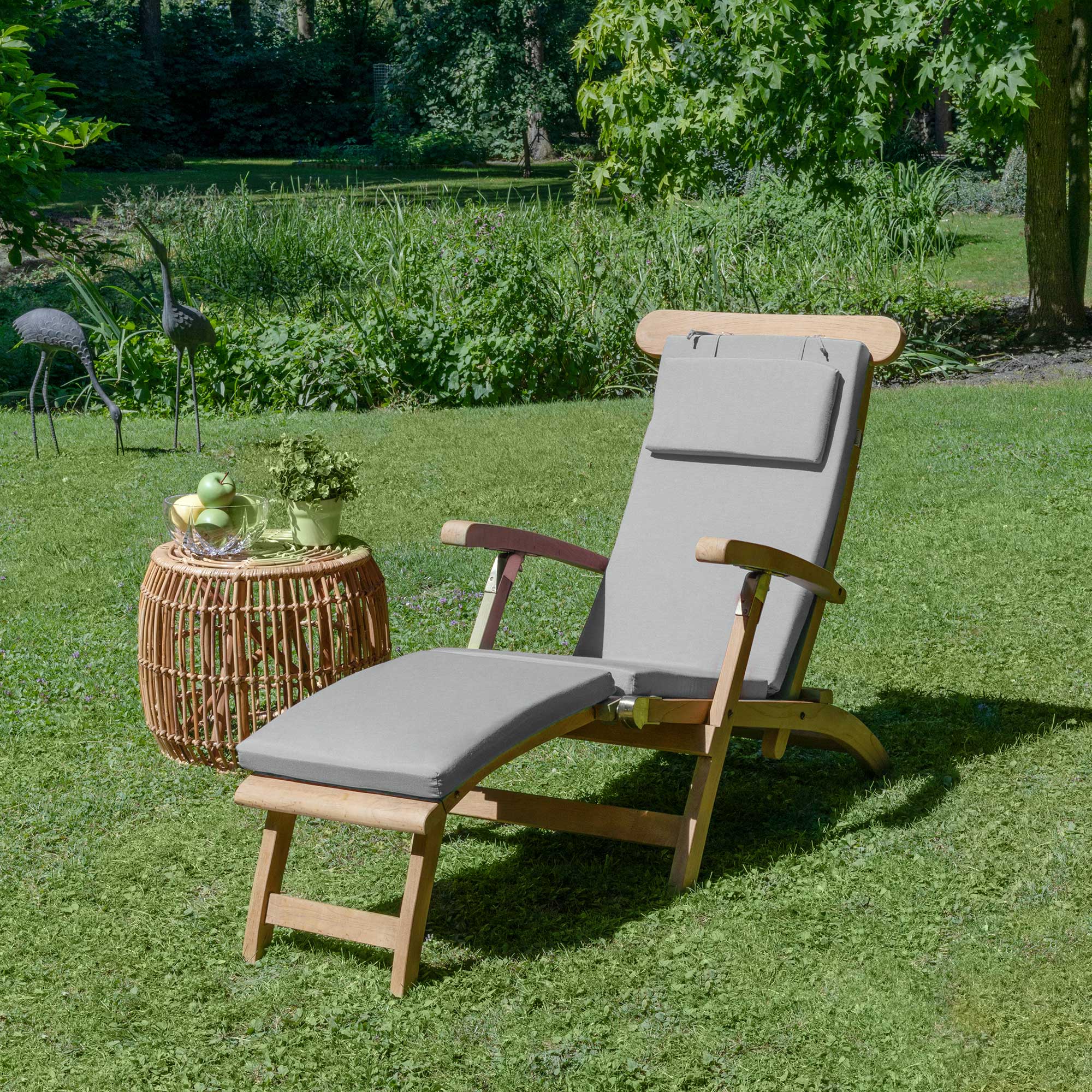 Beautissu Liegestuhl Polster Outdoor 175×45x5 cm – Deckchair Auflage L