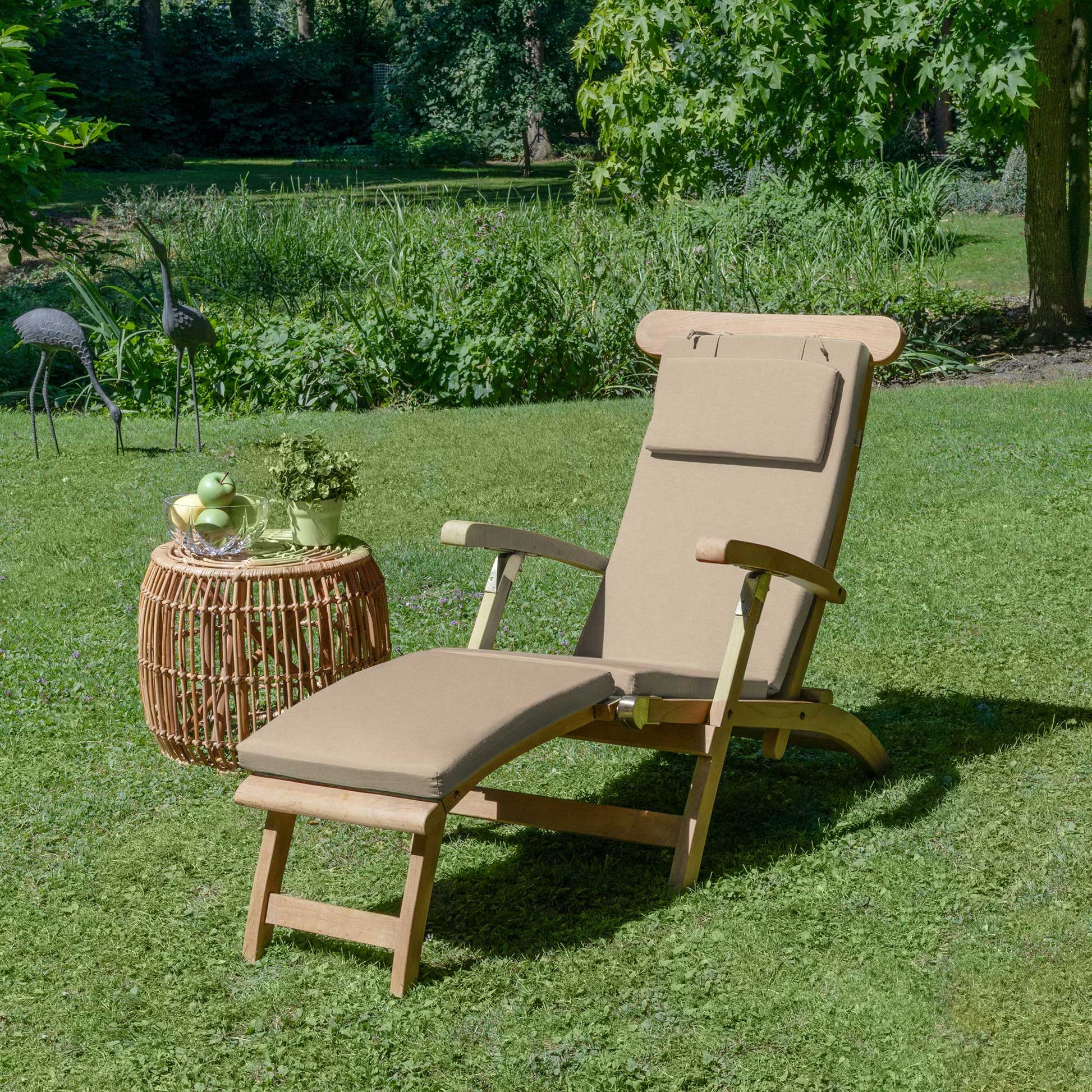 Beautissu Liegestuhl Polster Outdoor 175×45x5 cm – Deckchair Auflage L
