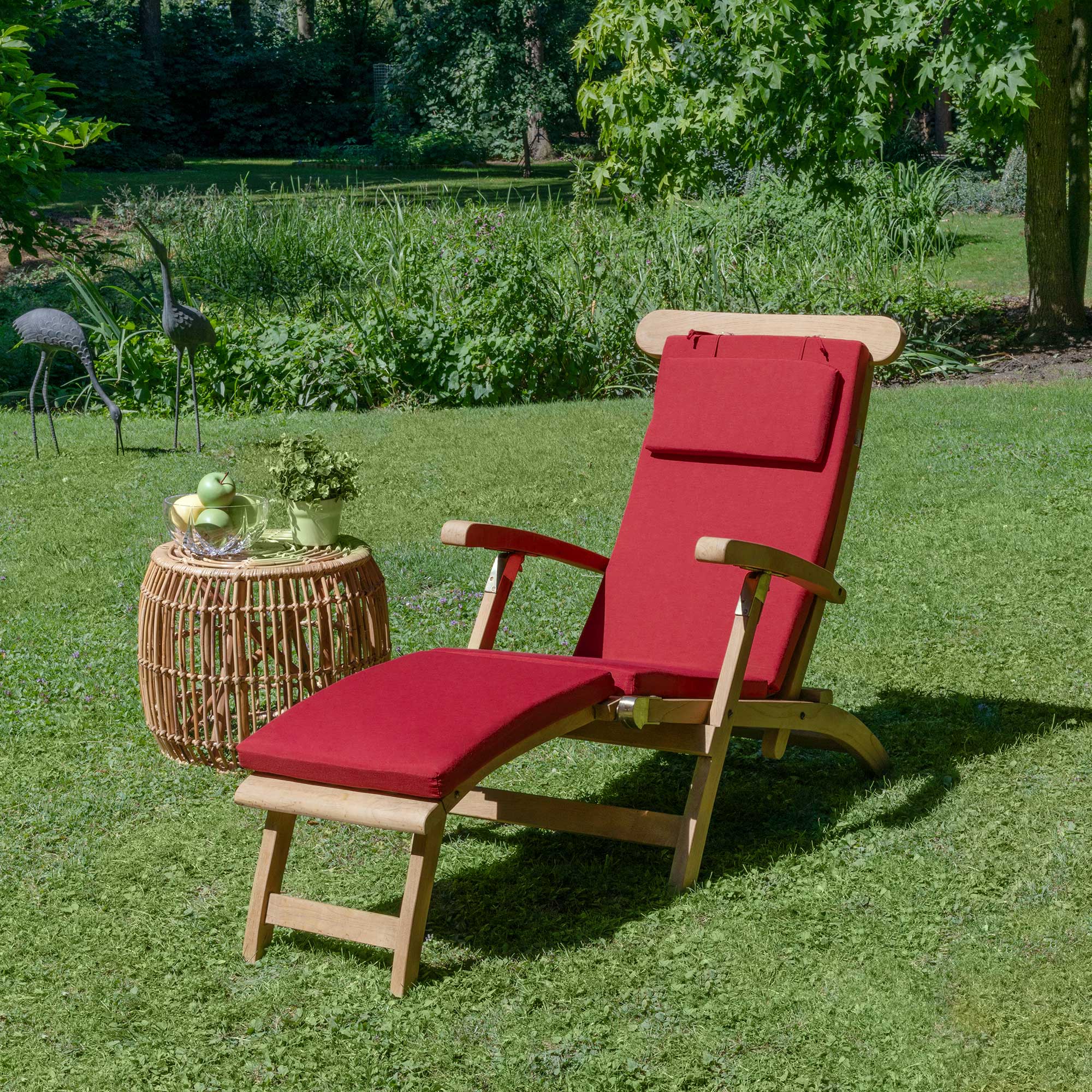 Beautissu Liegestuhl Polster Outdoor 175×45x5 cm – Deckchair Auflage L