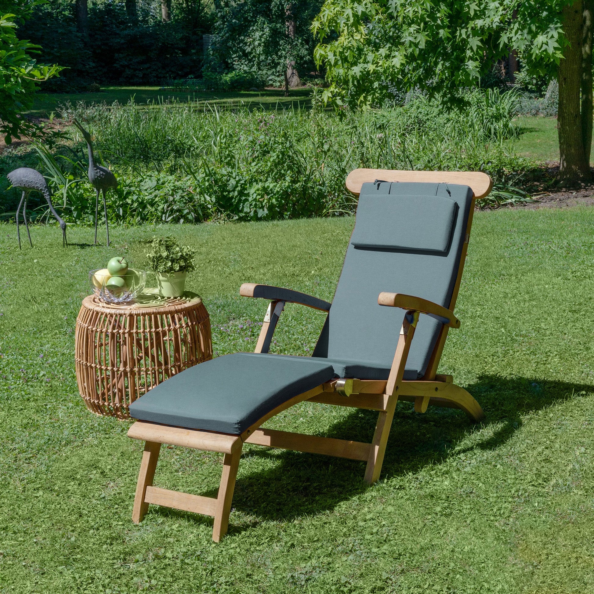 Beautissu Deckchair Auflage mit 5 cm Polsterung, UV-beständig und abnehmbarem Polyester-Bezug für Gartenliegen