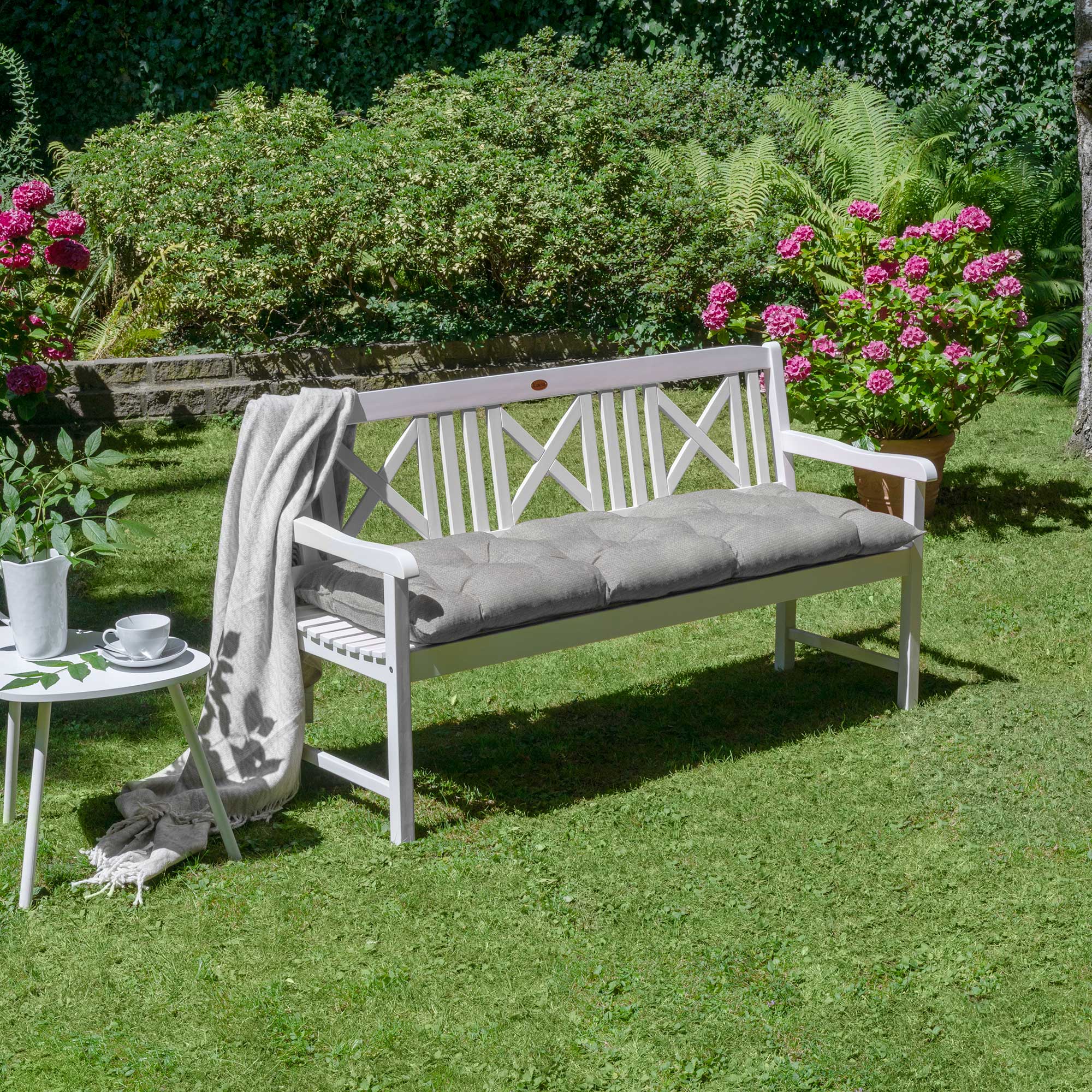 Beautissu Outdoor Gartenbank Sitzkissen 8 cm dick – Bankauflage Flair 