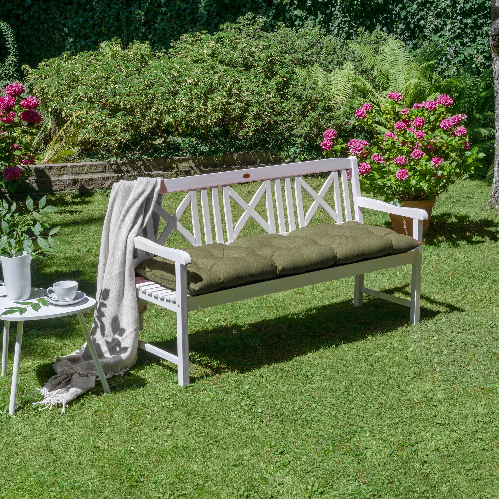 Beautissu Outdoor Gartenbank Sitzkissen 8 cm dick – Bankauflage Flair 