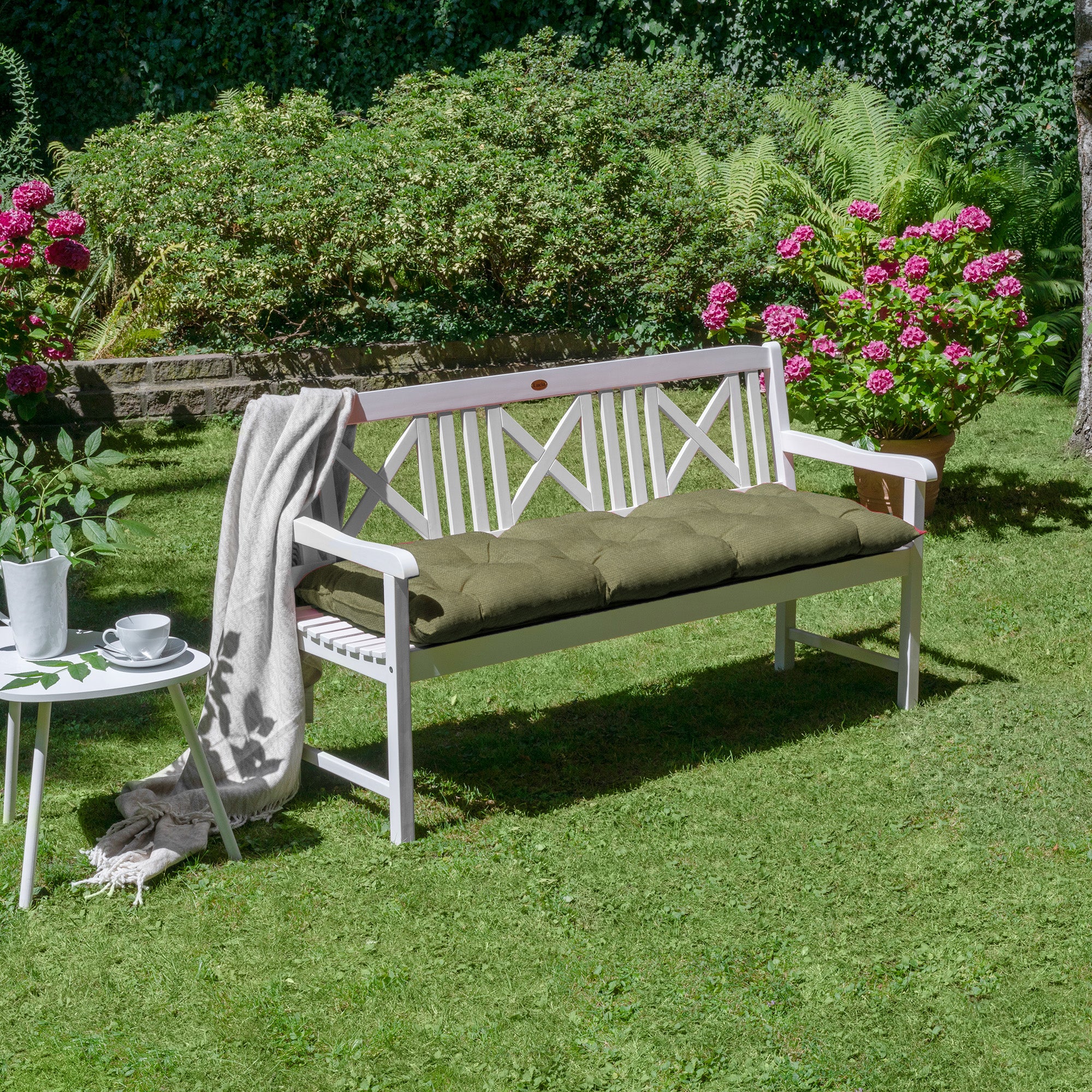 Beautissu Outdoor Gartenbank Sitzkissen 8 cm dick – Bankauflage Flair 