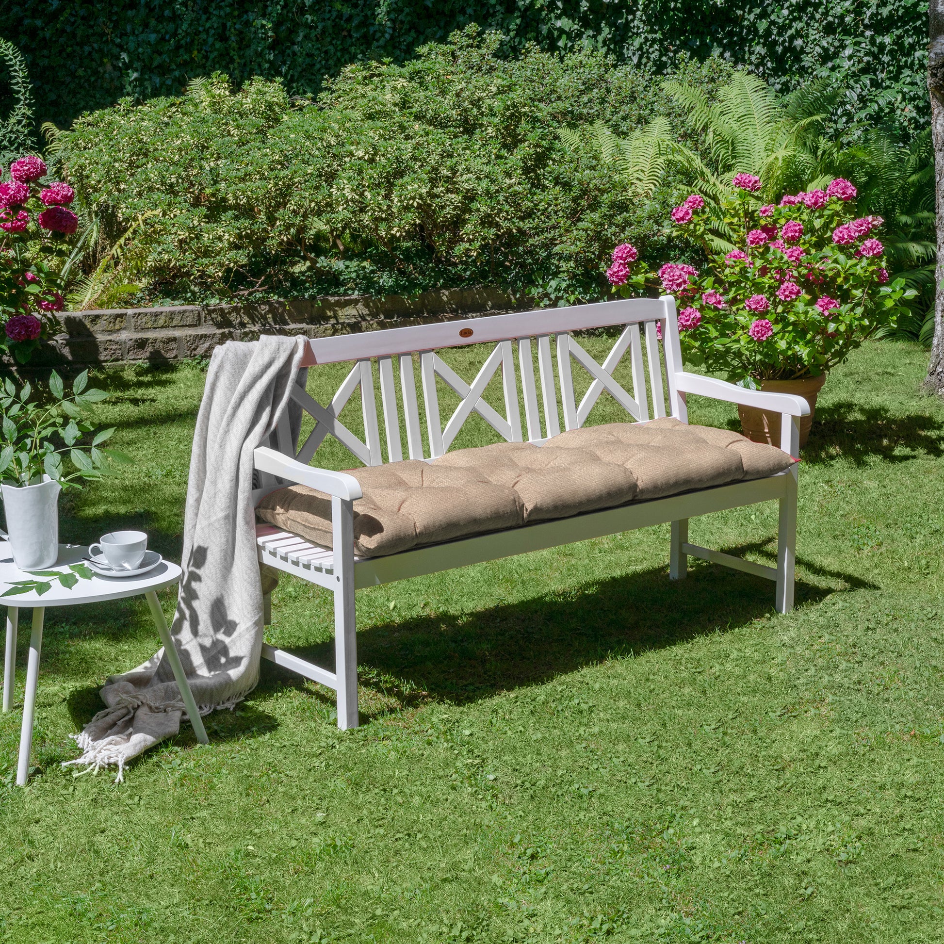 Beautissu Outdoor Gartenbank Sitzkissen 8 cm dick – Bankauflage Flair 