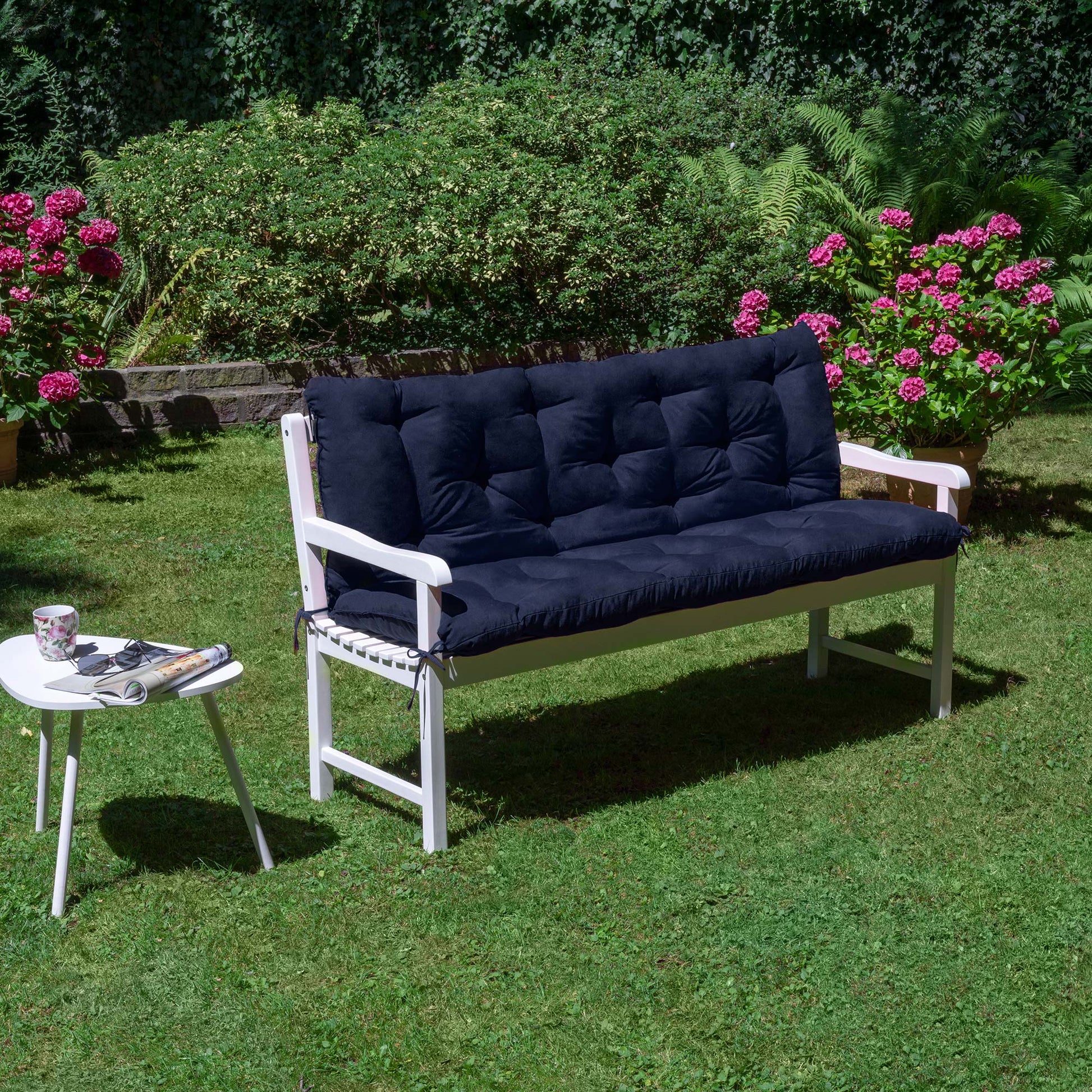 Beautissu Outdoor Gartenbank Sitzkissen mit Rückenlehne 8 cm dick – Ba