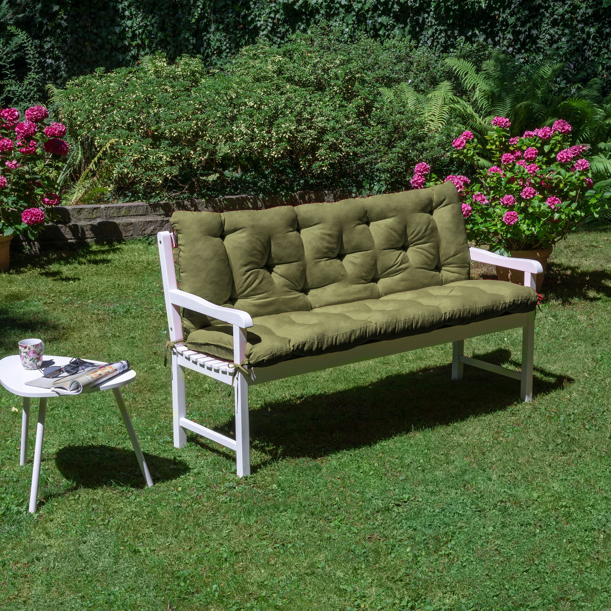 Beautissu Outdoor Gartenbank Sitzkissen mit Rückenlehne 8 cm dick – Ba