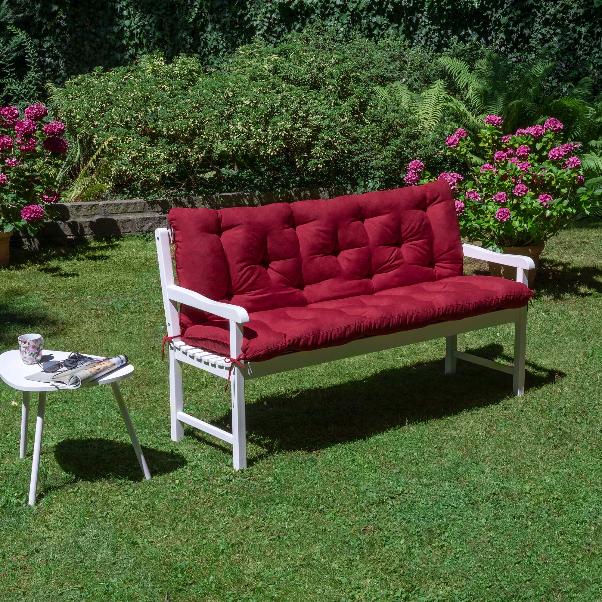 Beautissu Outdoor Gartenbank Sitzkissen mit Rückenlehne 8 cm dick – Ba