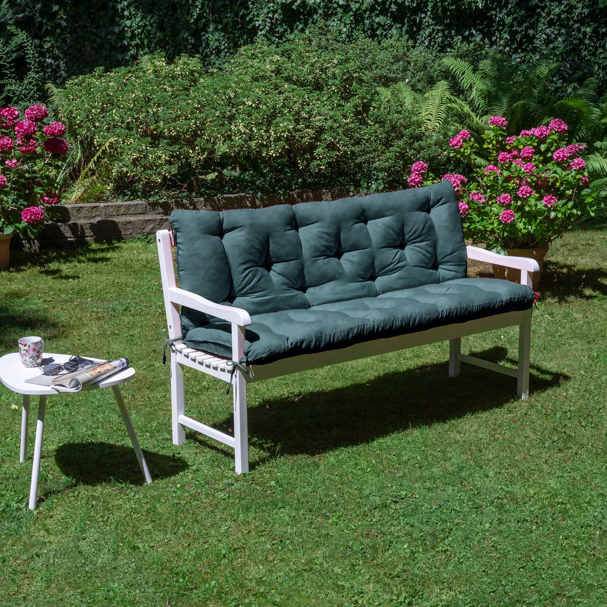 Beautissu Outdoor Gartenbank Sitzkissen mit Rückenlehne 8 cm dick – Ba