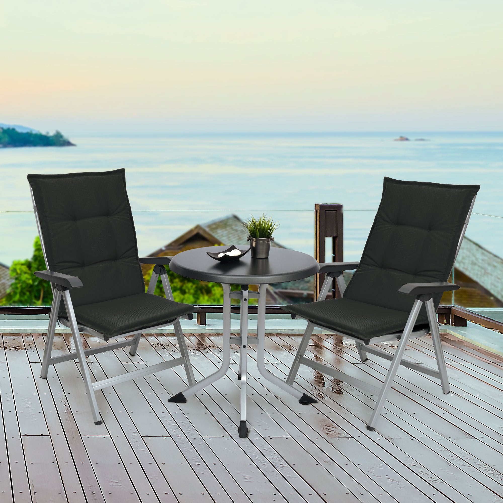 Beautissu Hochlehner Stuhlauflage 120x50x6 cm  – Gartenstuhl Sitzkisse