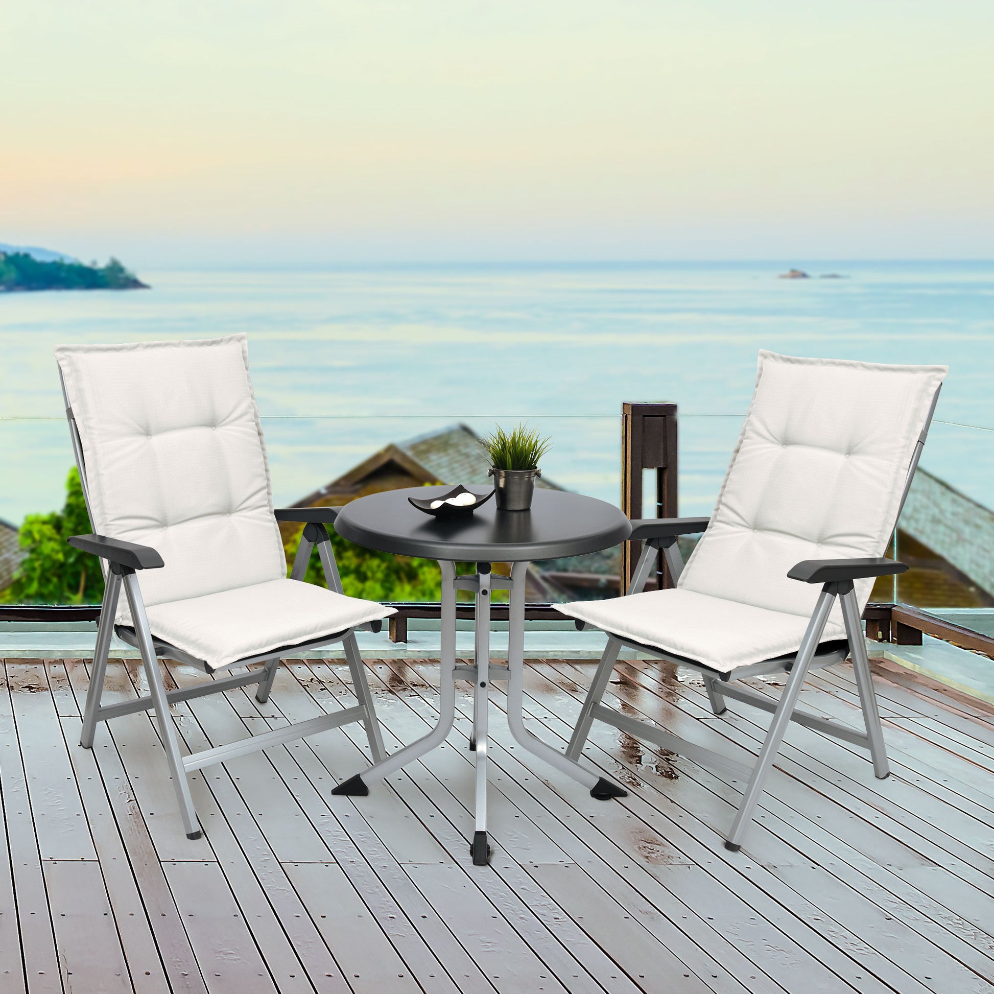 Beautissu Hochlehner Stuhlauflage 120x50x6 cm  – Gartenstuhl Sitzkisse