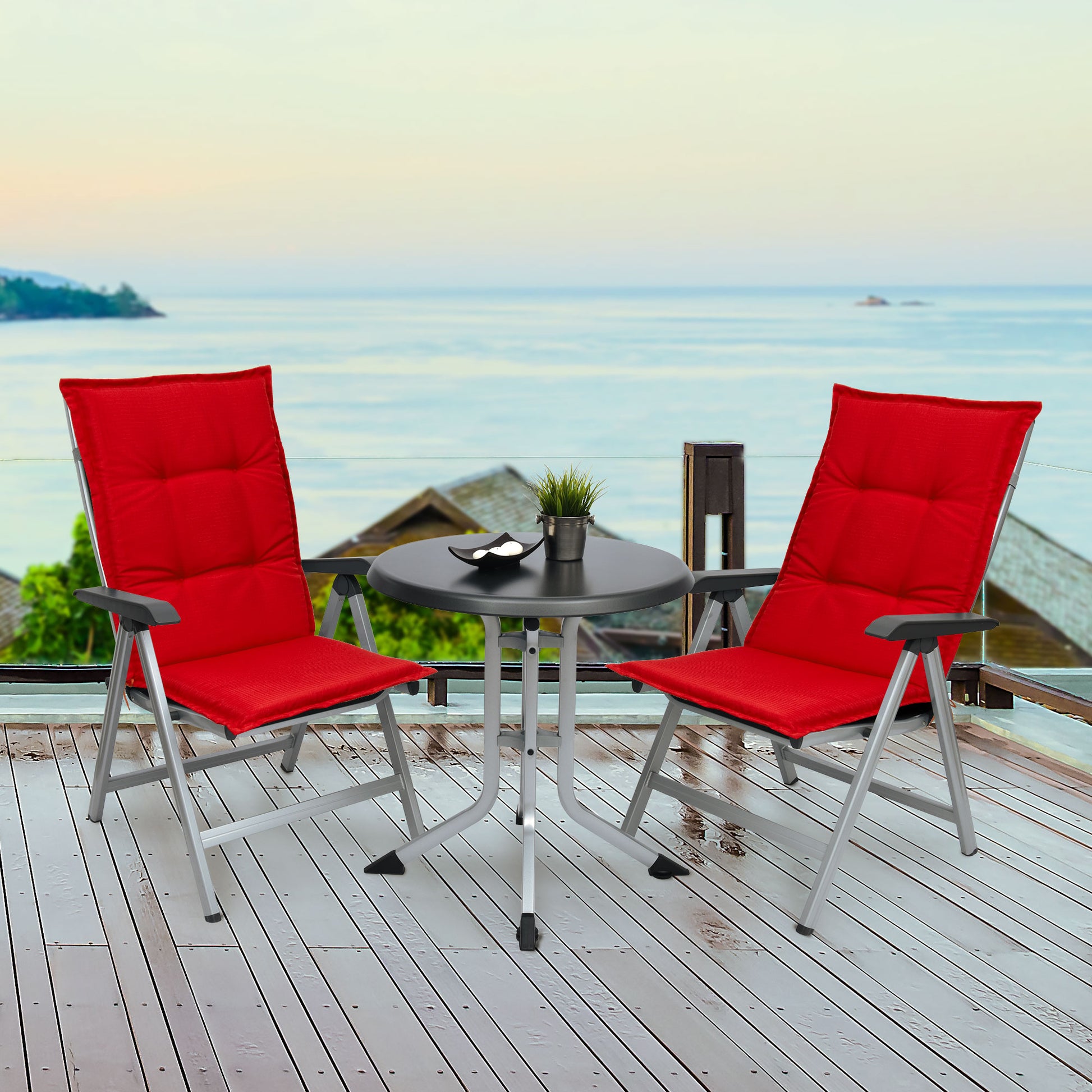 Beautissu Hochlehner Stuhlauflage 120x50x6 cm  – Gartenstuhl Sitzkisse