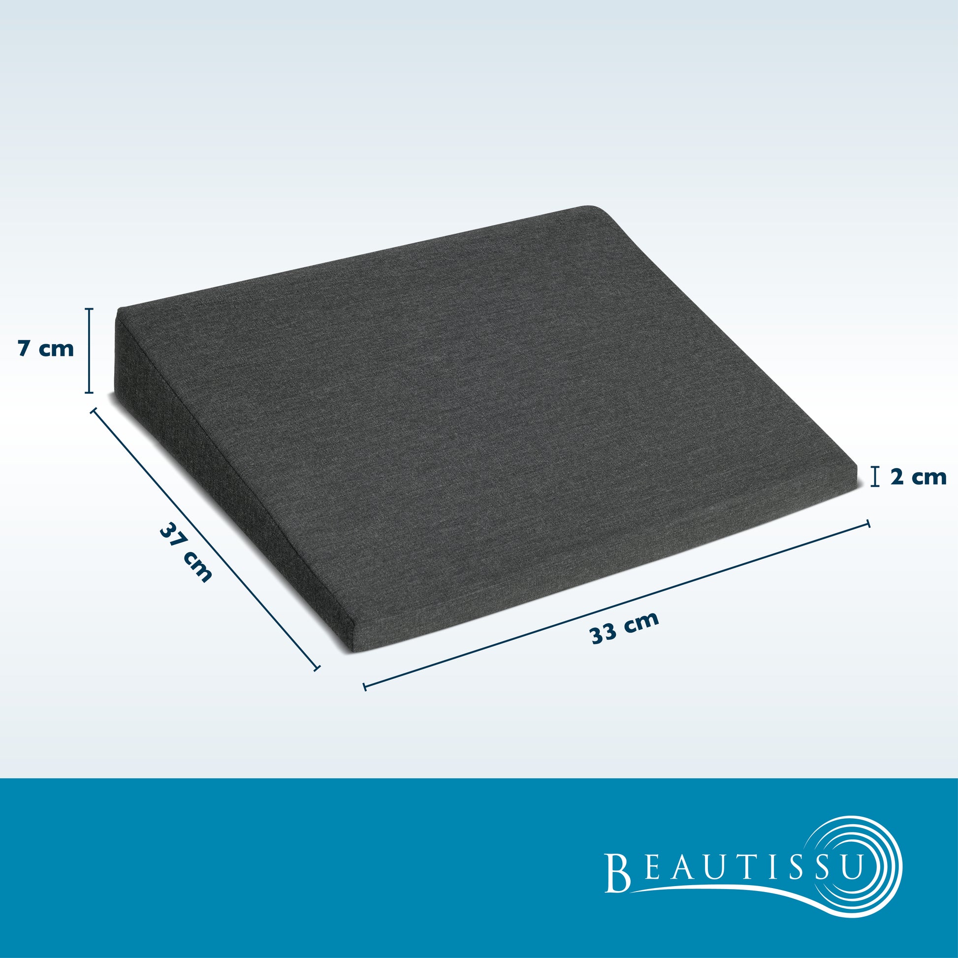 Beautissu Ergonomisches Sitzkissen mit Anti-Rutsch-Bezug 37×33,5×7 cm