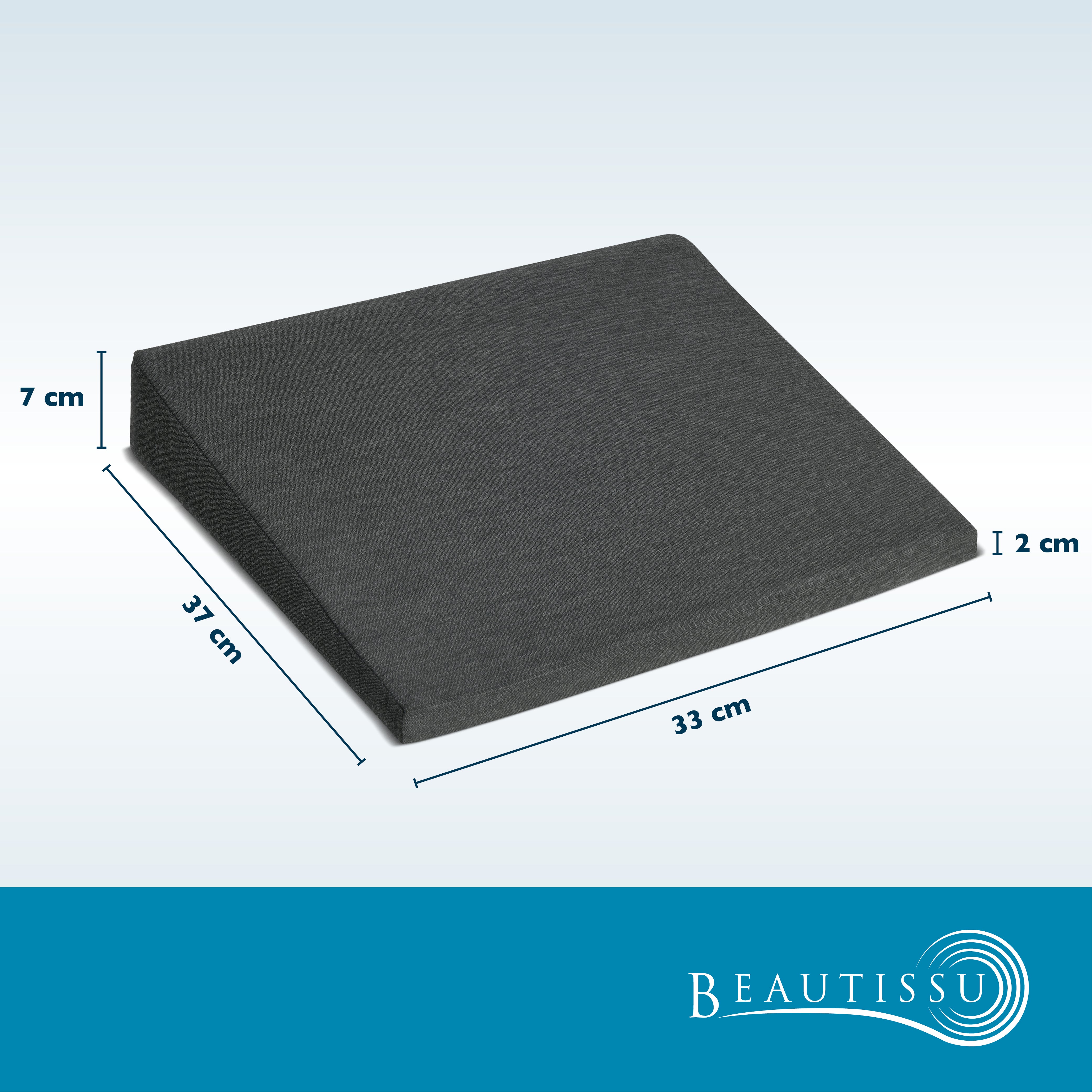 Beautissu Ergonomisches Sitzkissen mit Anti-Rutsch-Bezug 37×33,5×7 cm
