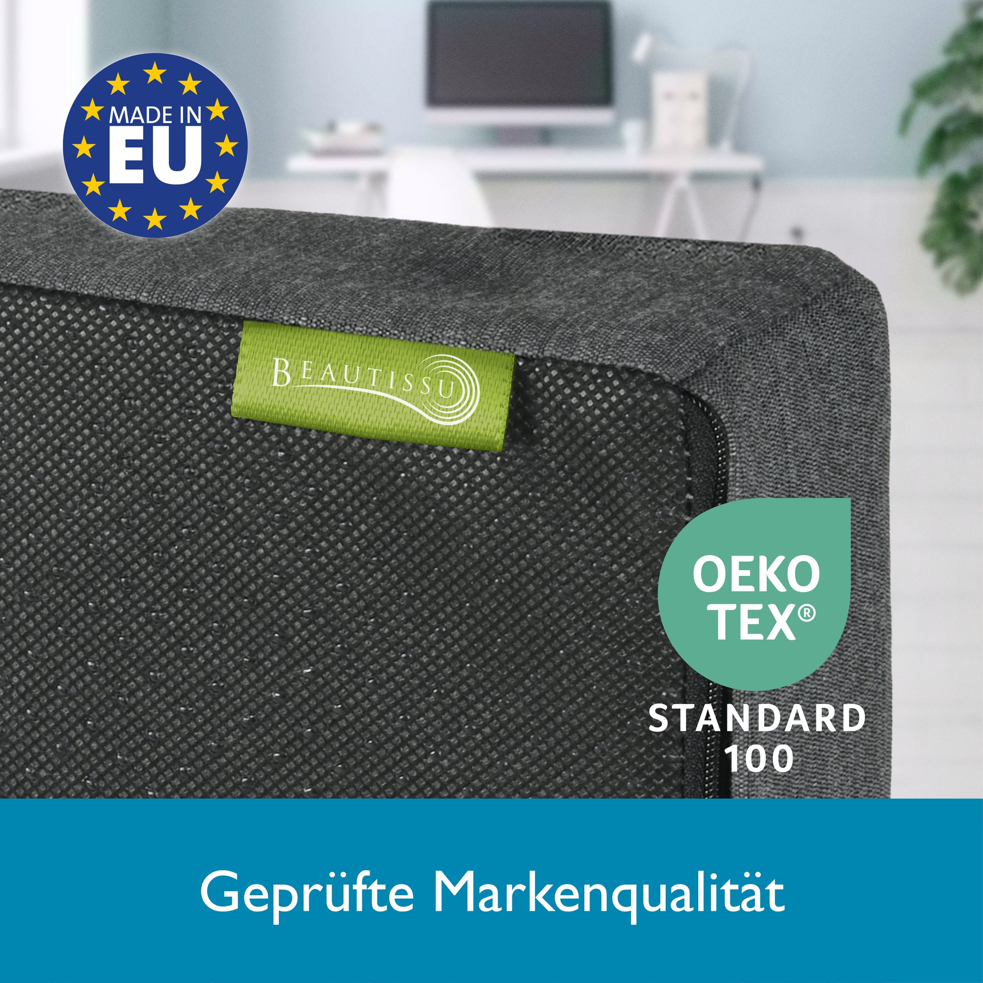 Beautissu Ergonomisches Sitzkissen mit Anti-Rutsch-Bezug 37×33,5×7 cm