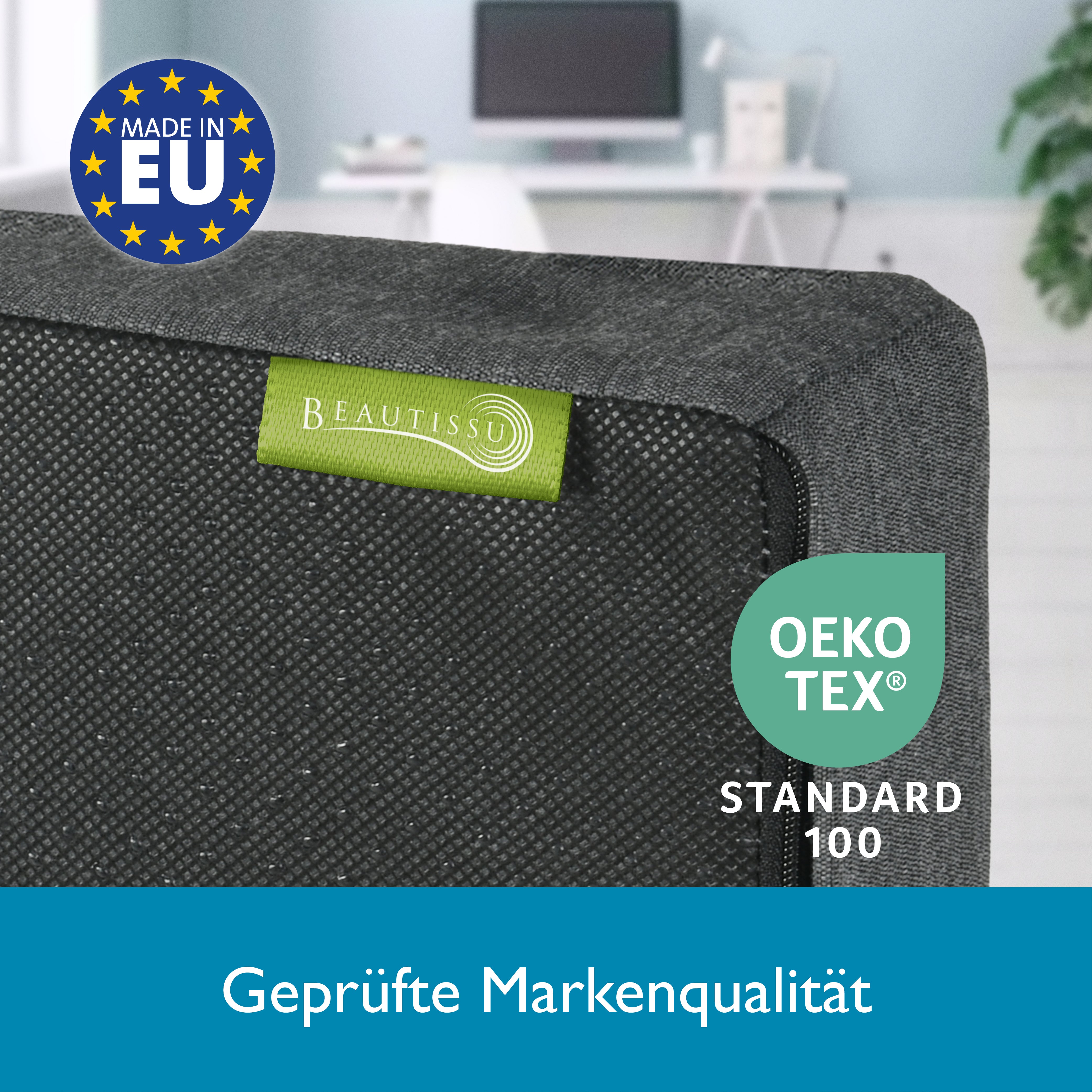 Beautissu Ergonomisches Sitzkissen mit Anti-Rutsch-Bezug 37×33,5×7 cm