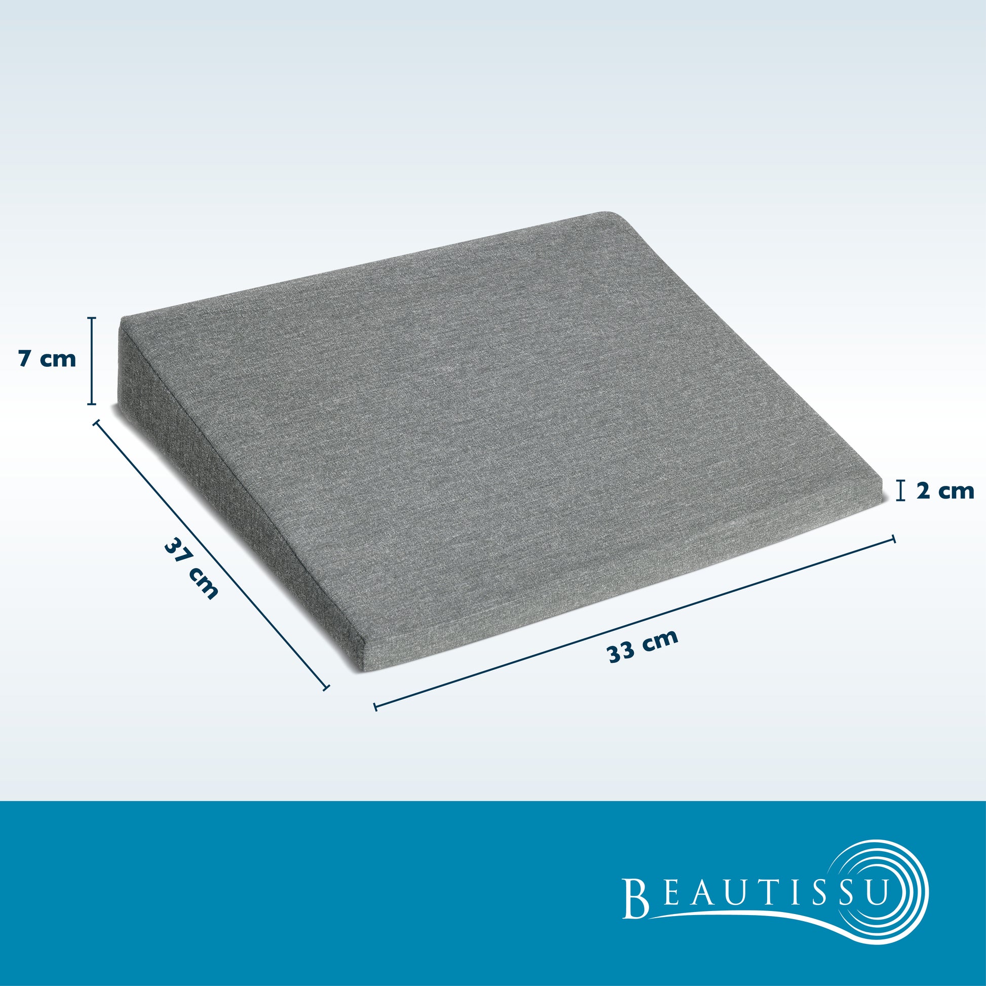 Beautissu Ergonomisches Sitzkissen mit Anti-Rutsch-Bezug 37×33,5×7 cm