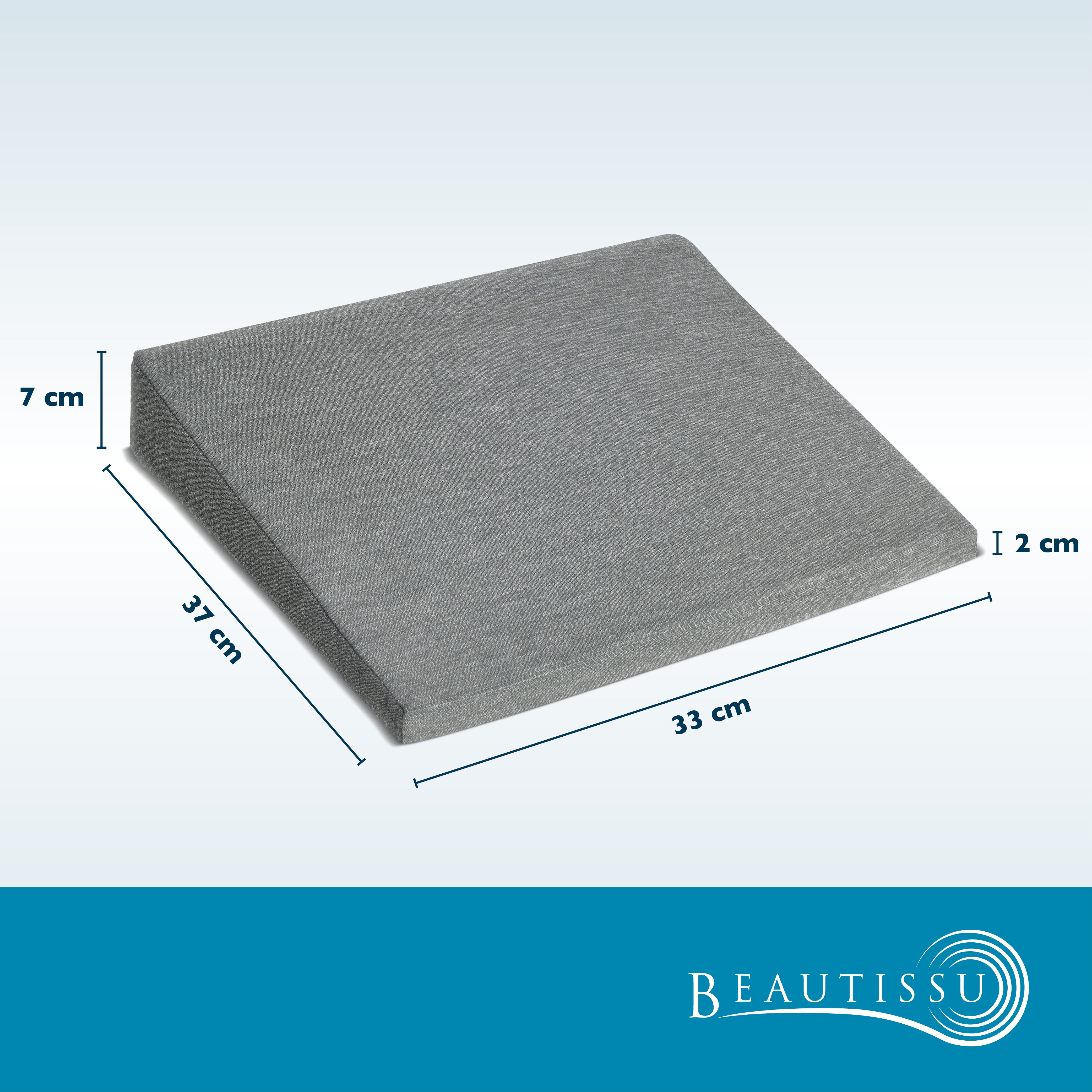 Beautissu Ergonomisches Sitzkissen mit Anti-Rutsch-Bezug 37×33,5×7 cm