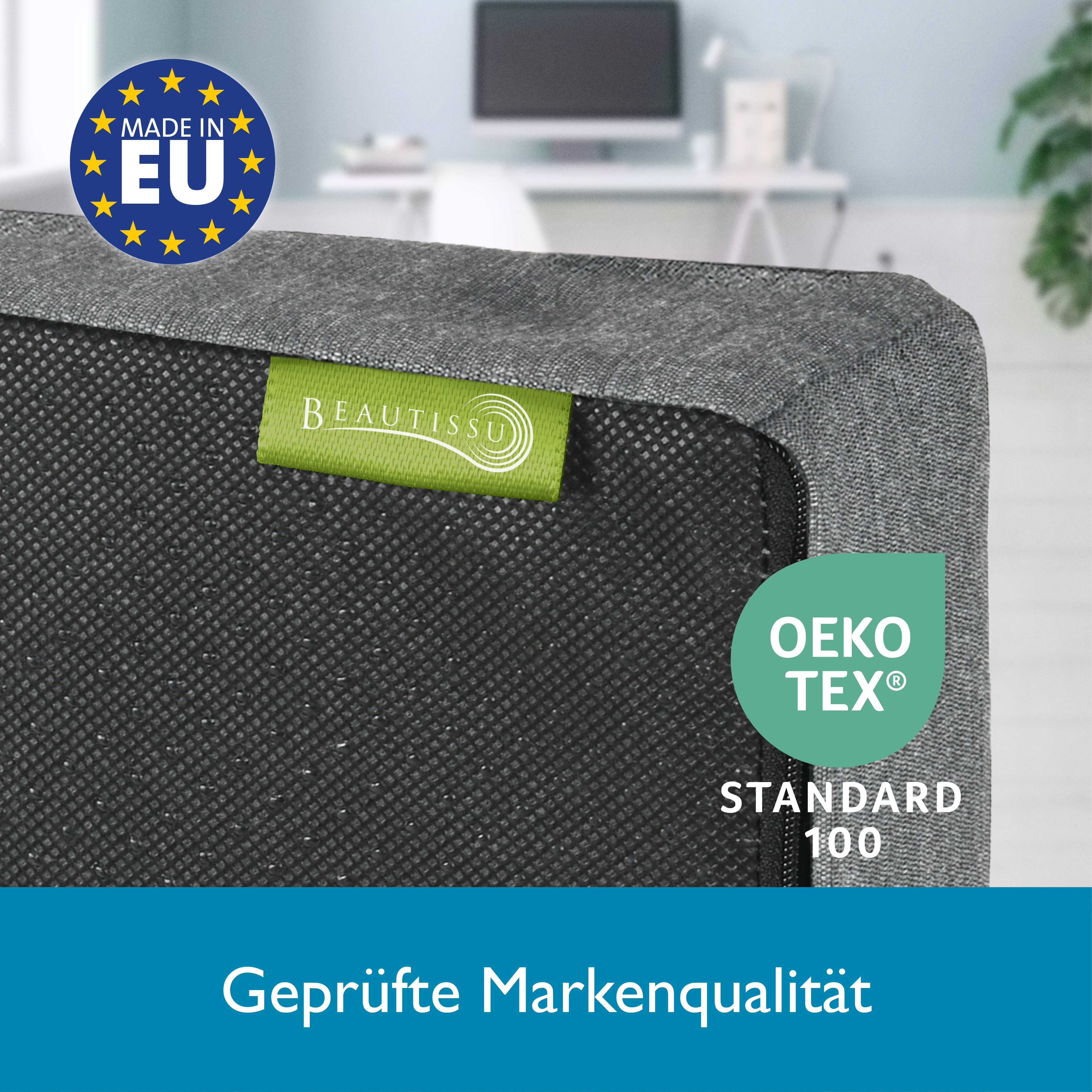 Beautissu Ergonomisches Sitzkissen mit Anti-Rutsch-Bezug 37×33,5×7 cm